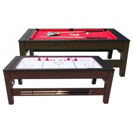 Reverso Billard- und Airhockey Tisch, 6ft, mit Zubehör, Braun/Rot