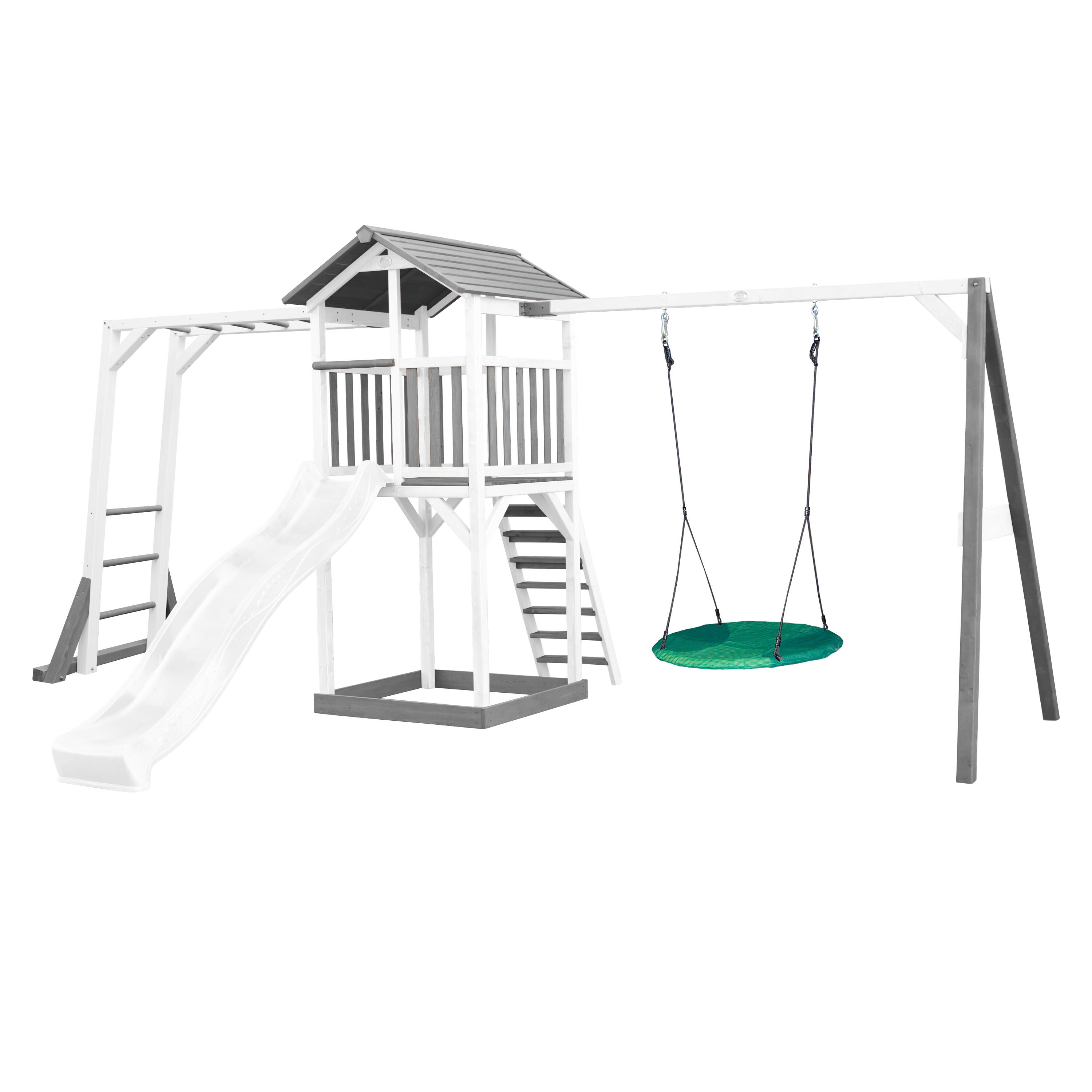 Axi - Aire De Jeux Beach Tower Grise, Balançoire, Escalade, Toboggan Blanc - Aire De Jeu - Blanc - Taille Unique - Decathlon
