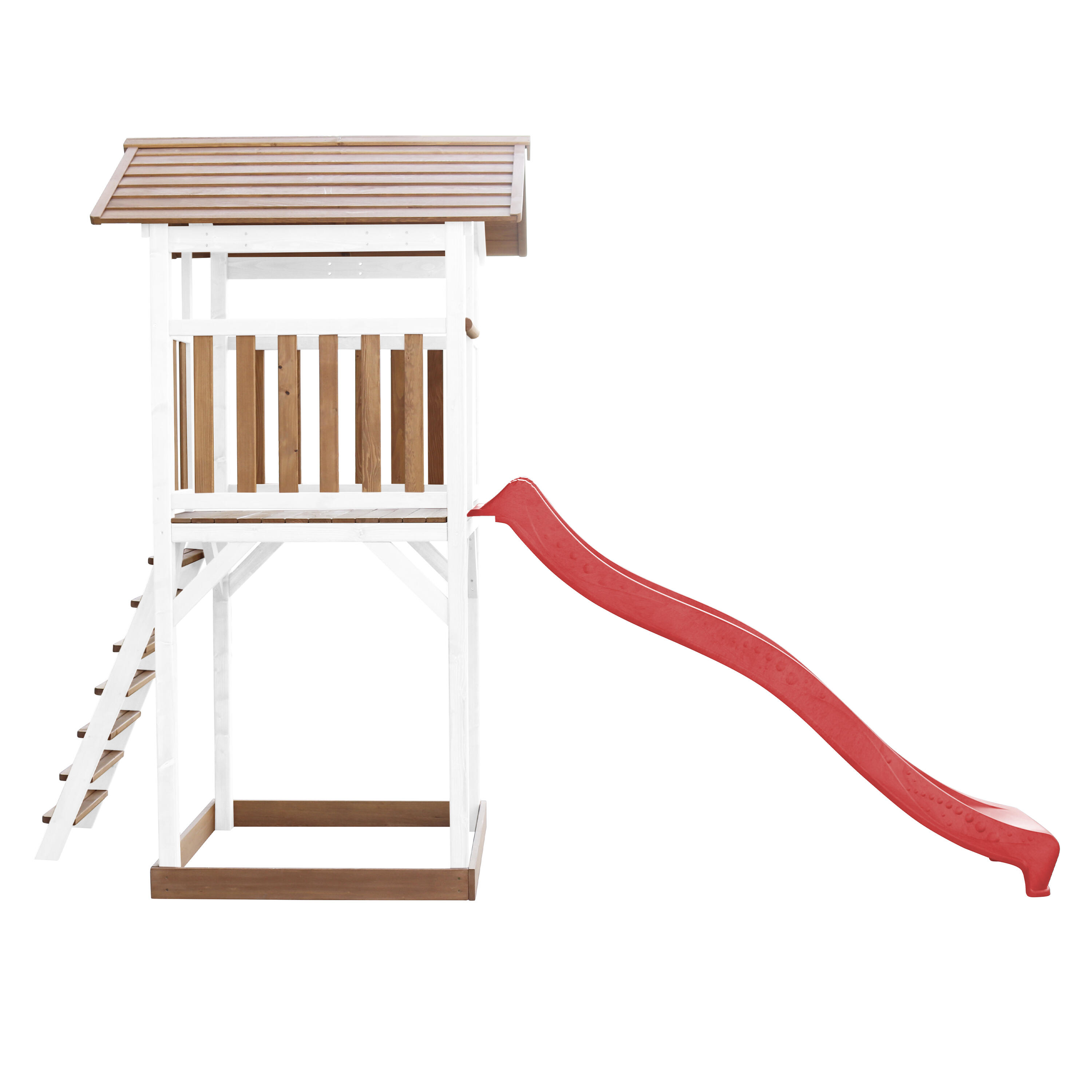 Aire de jeux Beach Tower Marron/Blanche - Toboggan Rouge 7/7
