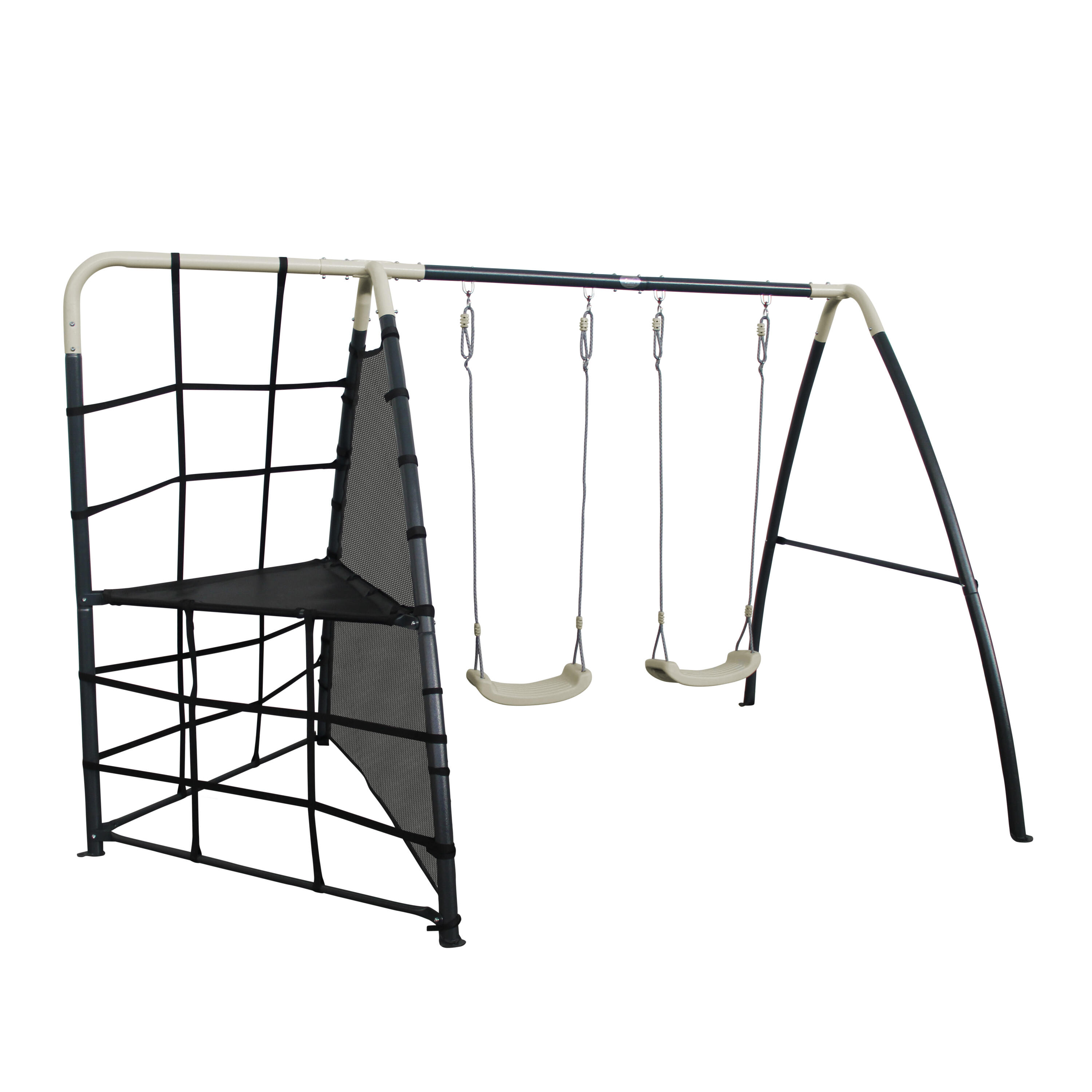 Balançoire en métal, 2 agrès, Anthracite/Crème 2/7
