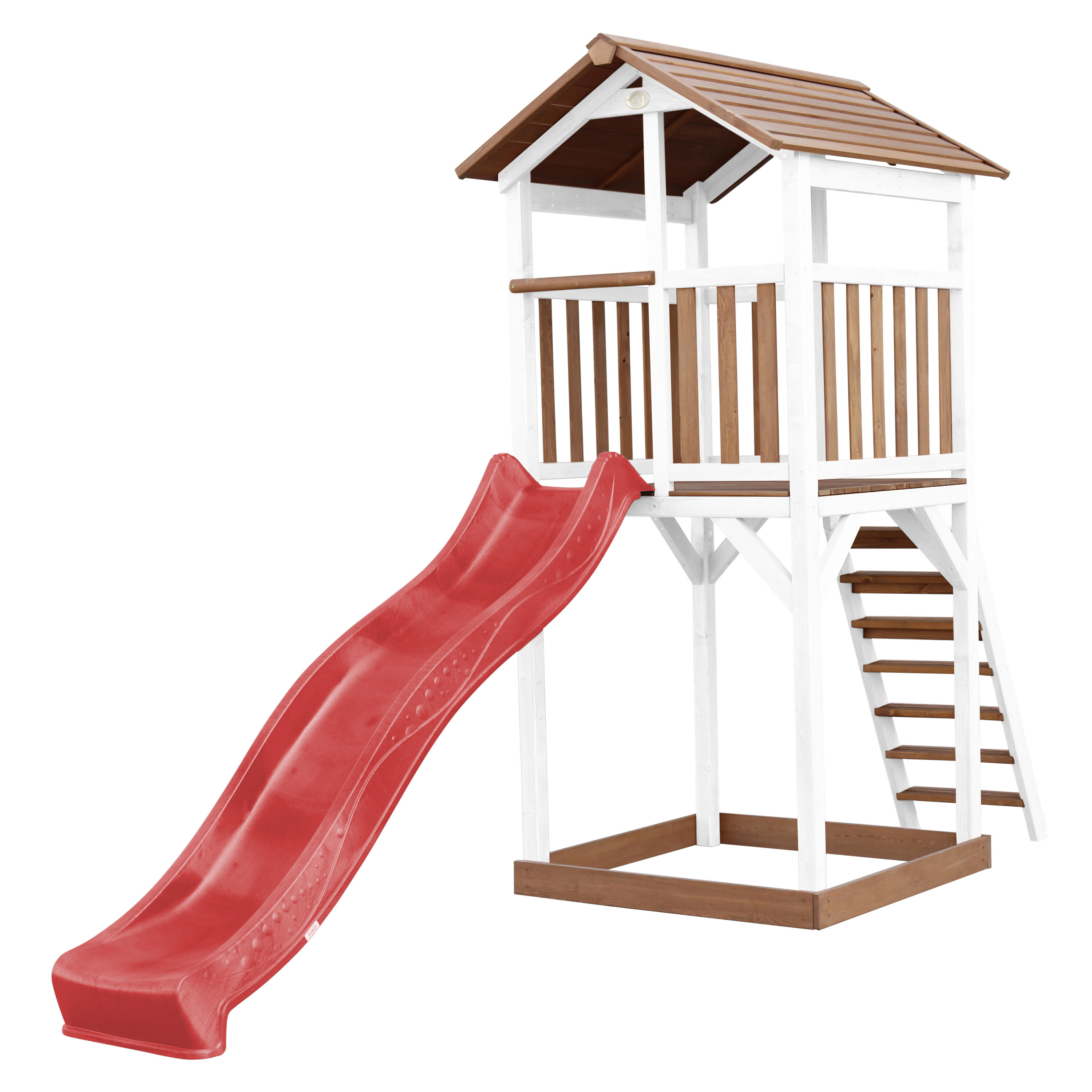 Axi - Aire De Jeux Beach Tower Marron/blanche - Toboggan Rouge - Aire De Jeu - Rouge - Taille Unique - Decathlon