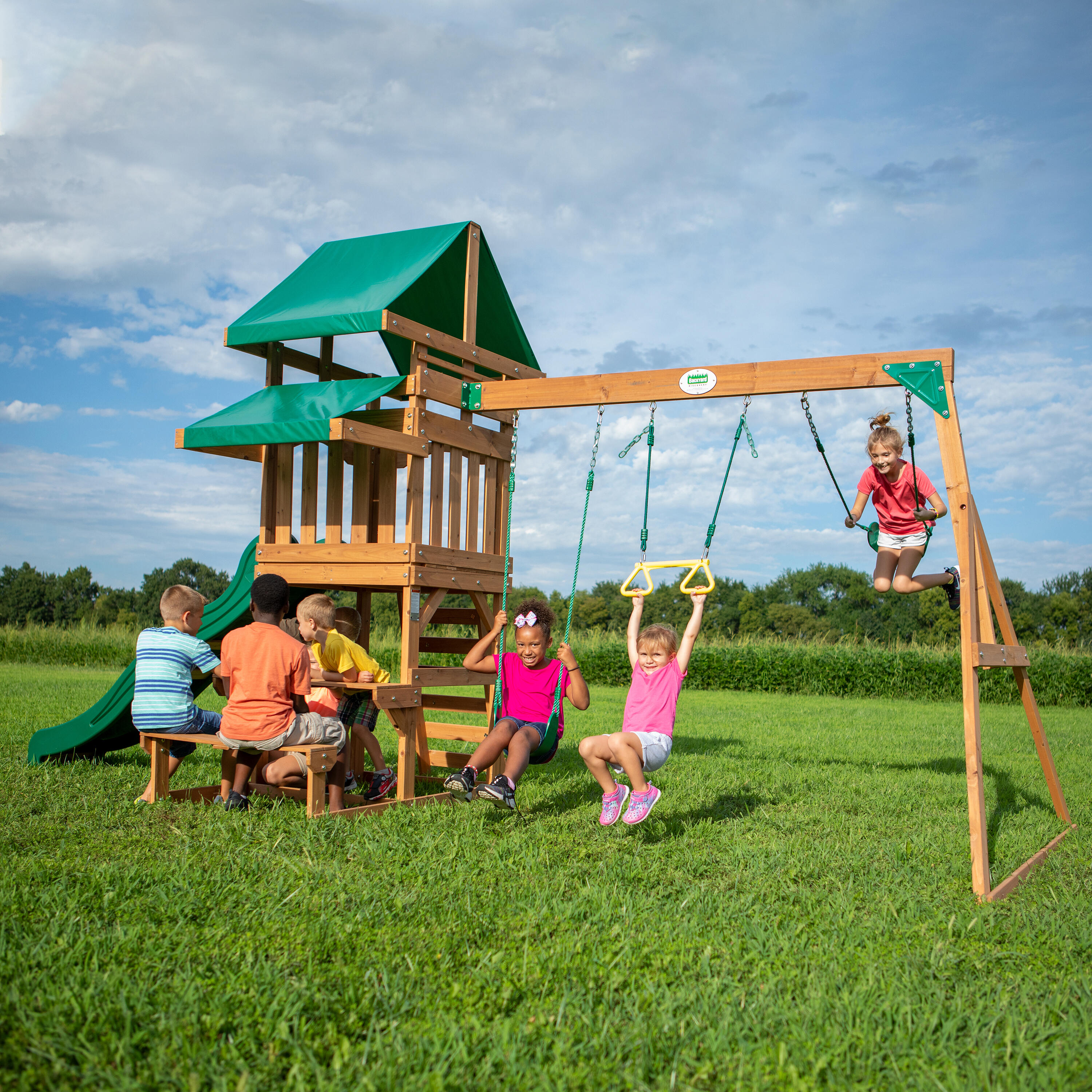 Parque Infantil de madera, columpio, tobogán, Belmont 4/7