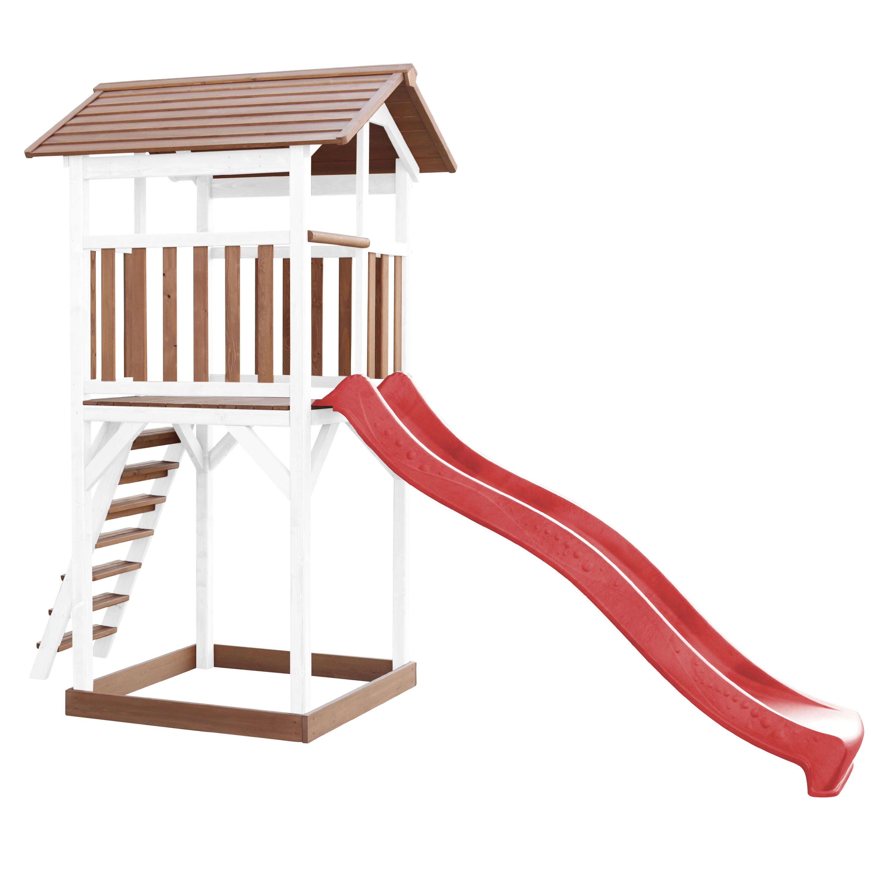 Aire de jeux Beach Tower Marron/Blanche - Toboggan Rouge 6/7