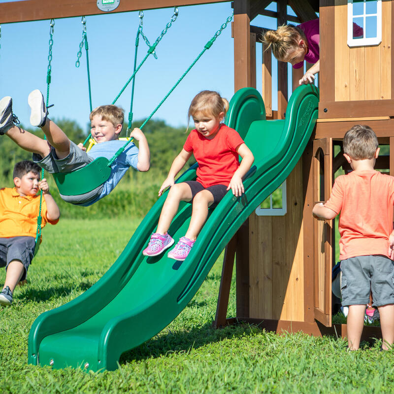 Backyard Discovery Lakewood Drewniany domek, hustawka, zjezdzalnia