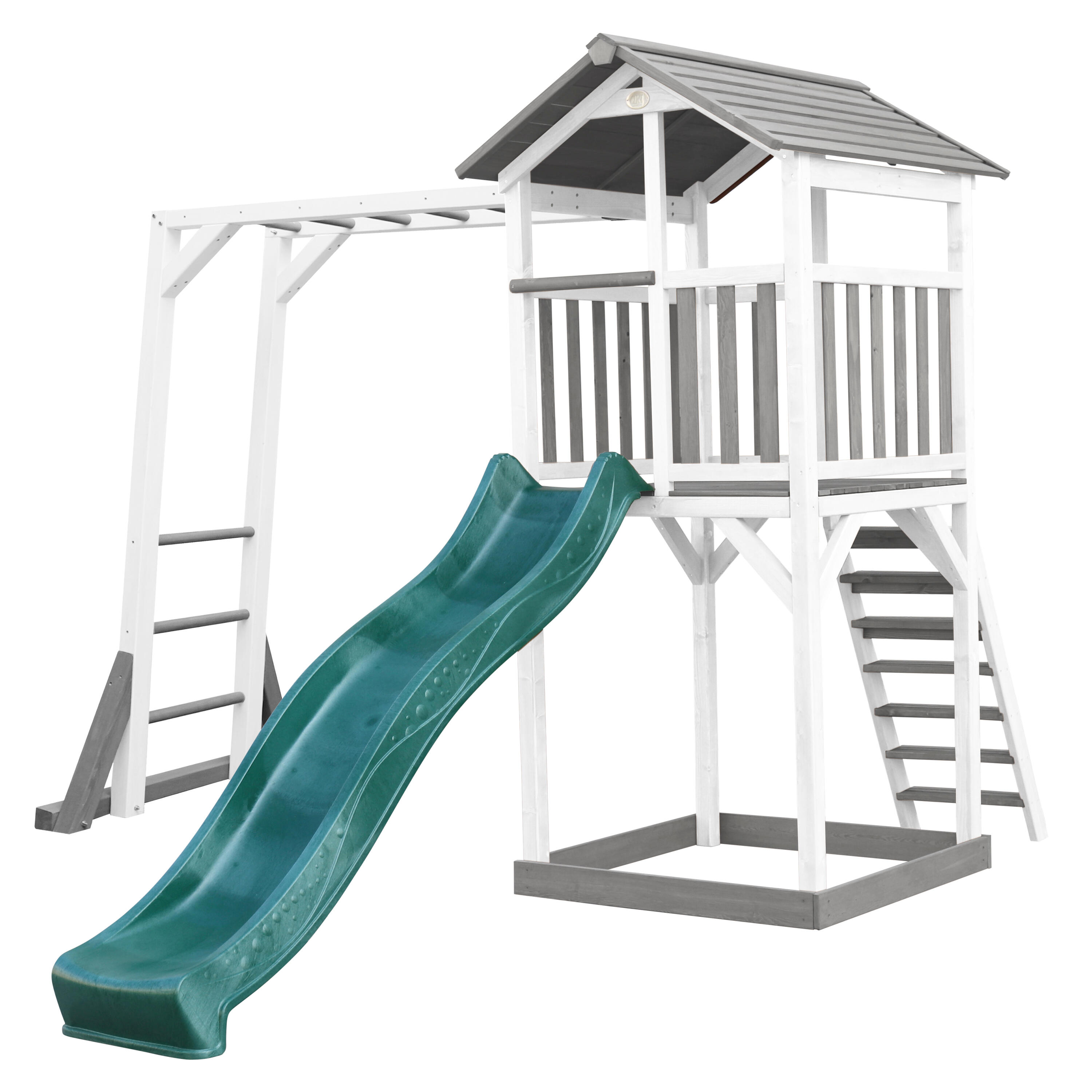 Axi - Aire De Jeux Beach Tower Grise/blanche Avec Cadre D'Escalade - Toboggan Vert - Aire De Jeu - Vert - Taille Unique - Decathlon