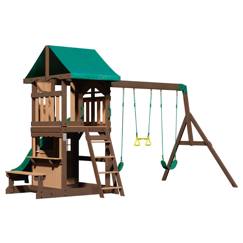 Backyard Discovery Lakewood Drewniany domek, hustawka, zjezdzalnia