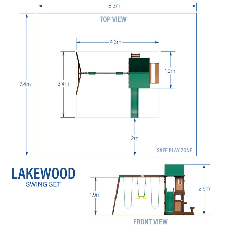 Backyard Discovery Lakewood Drewniany domek, hustawka, zjezdzalnia