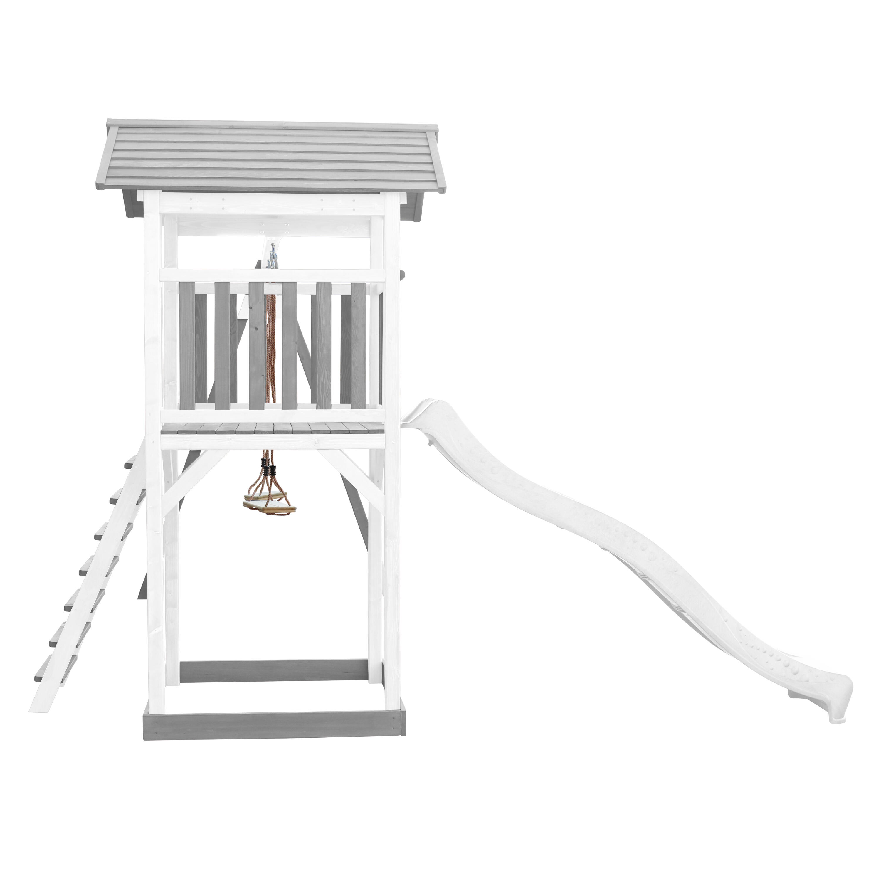 Aire de jeux Beach Tower Grise/Blanche avec 2 Balançoires - Toboggan Blanc 7/7