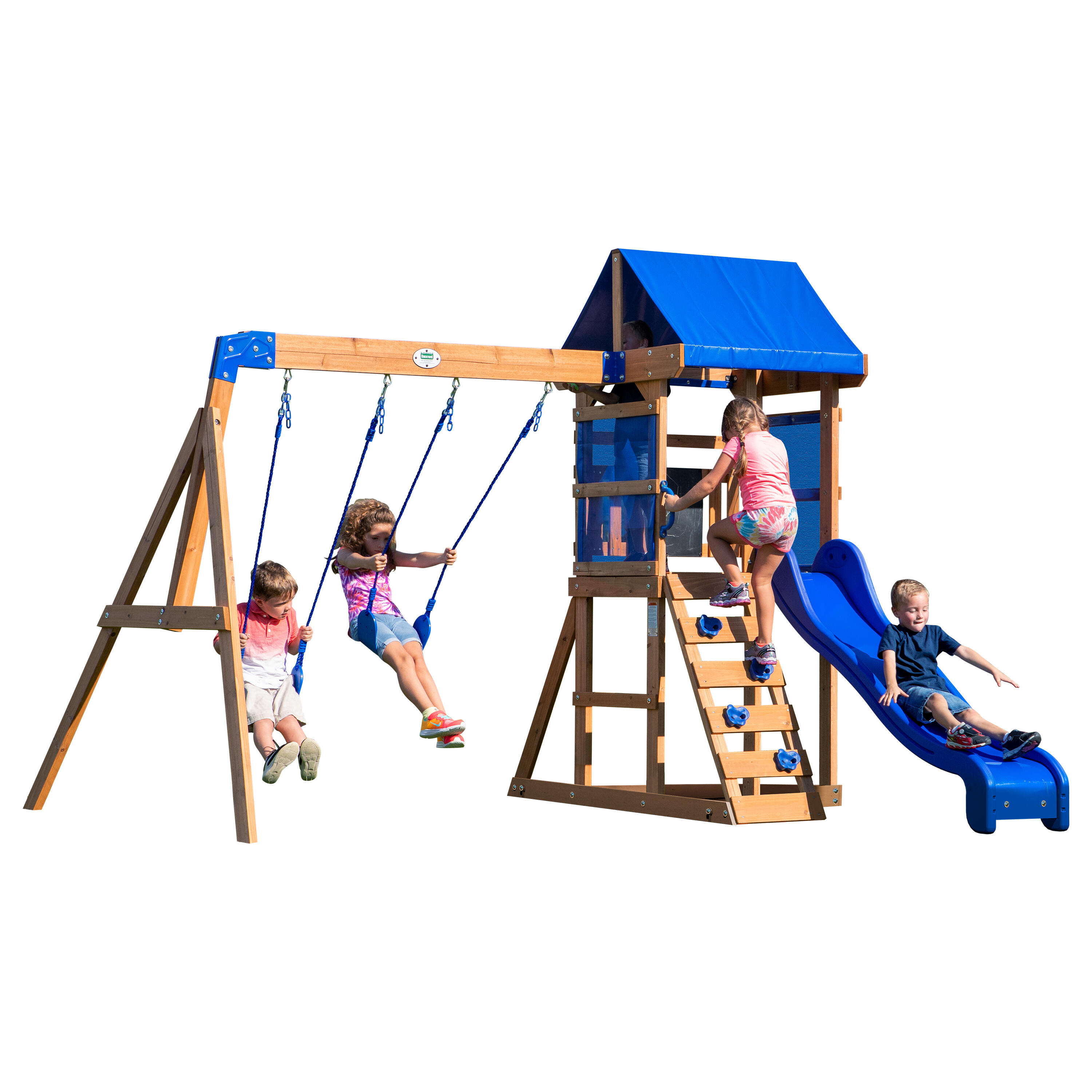 Aire De Jeux En Bois Backyard Discovery Northbrook - Avec Toboggan, Balançoires, Bac à Sable, Mur D'escalade - Pour Jardin