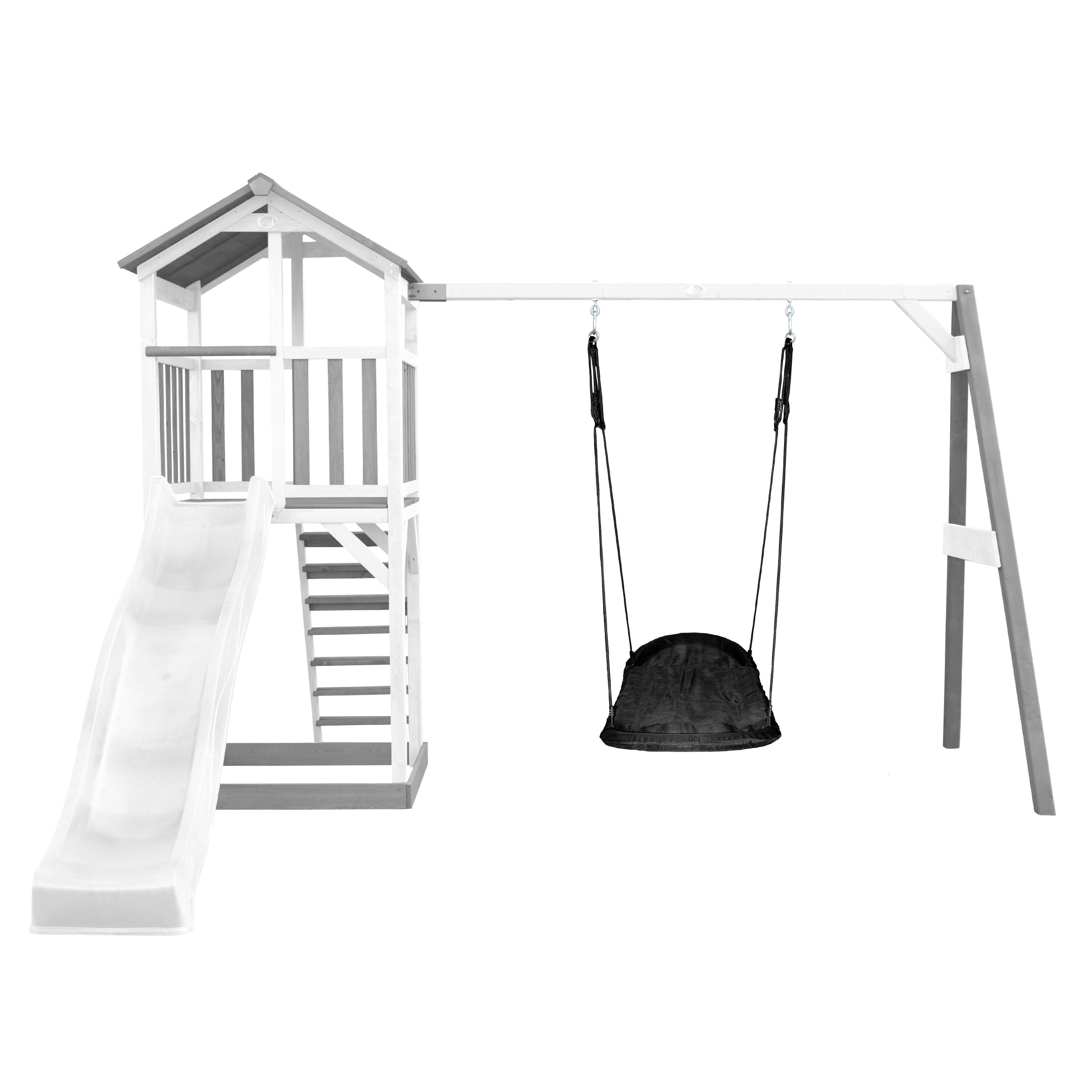 Aire de jeux Beach Tower Grise/Blanche, Balançoire, Toboggan Blanc 2/7