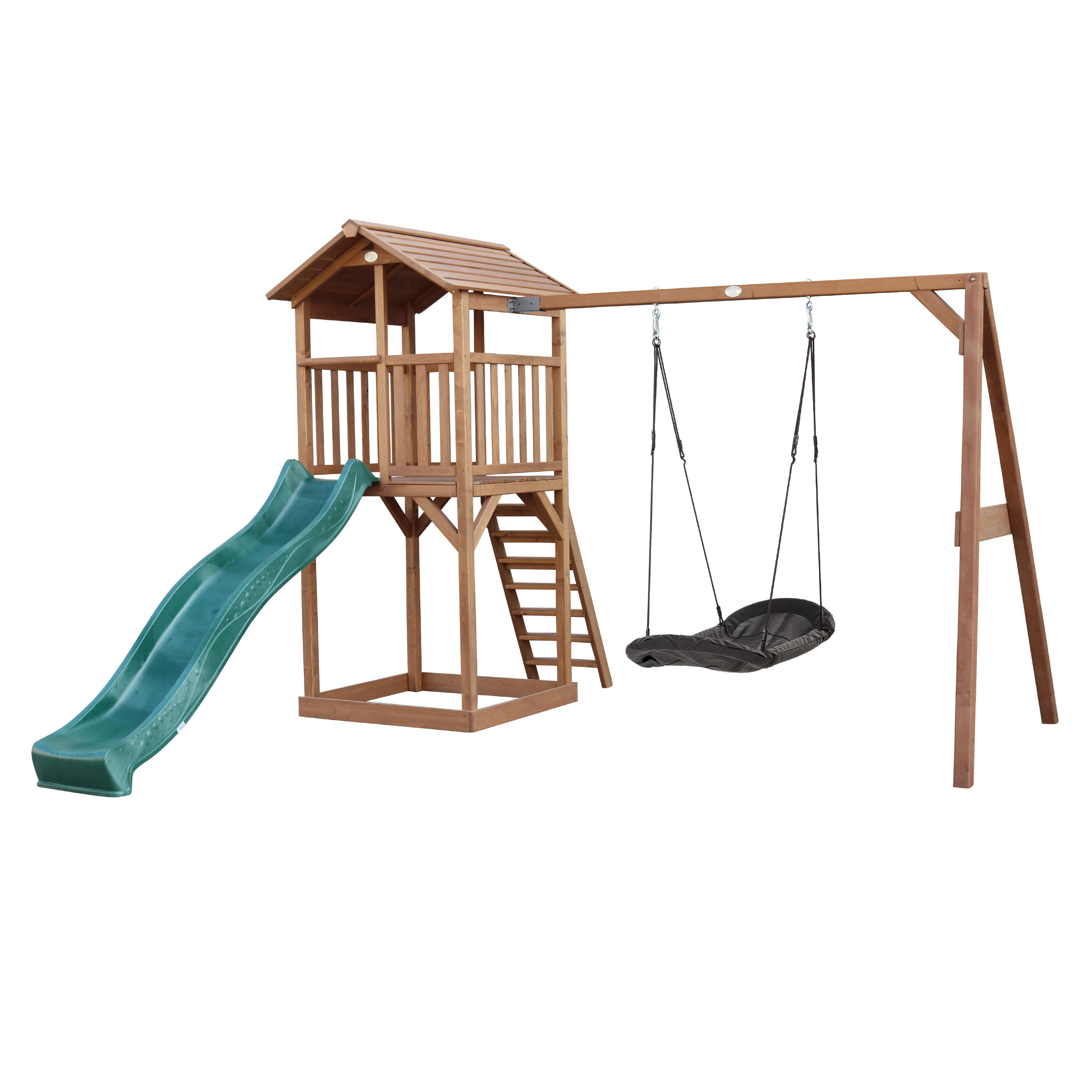 Axi - Aire De Jeux Beach Tower Marron, Toboggan Vert,  Balançoire Nid D'Oiseau - Aire De Jeu - Vert - Taille Unique - Decathlon