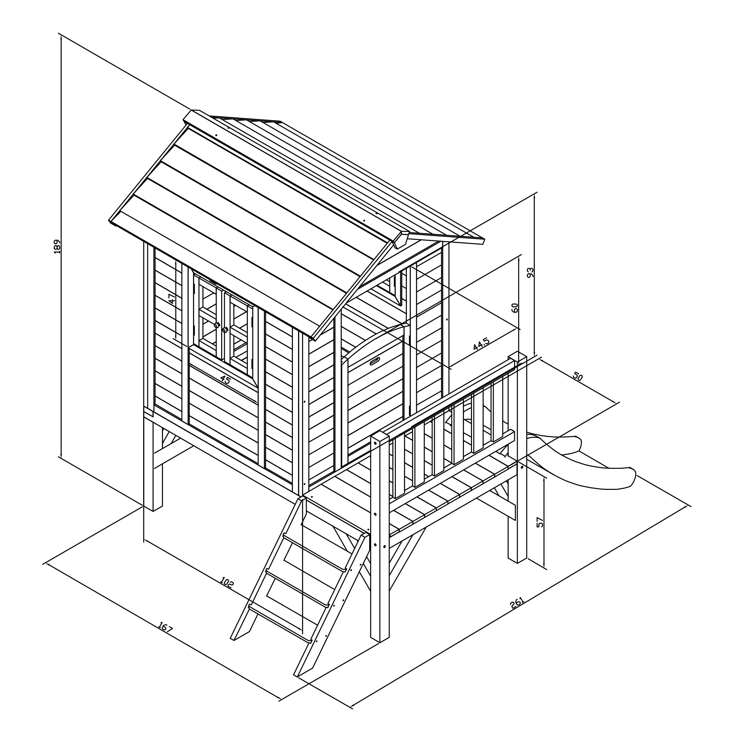 Casetta da giardino per bambini Lodge XL blu - Scivolo bianco 3/7