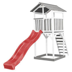 Aire de jeux Beach Tower Grise/Blanche - Toboggan Vert Citron