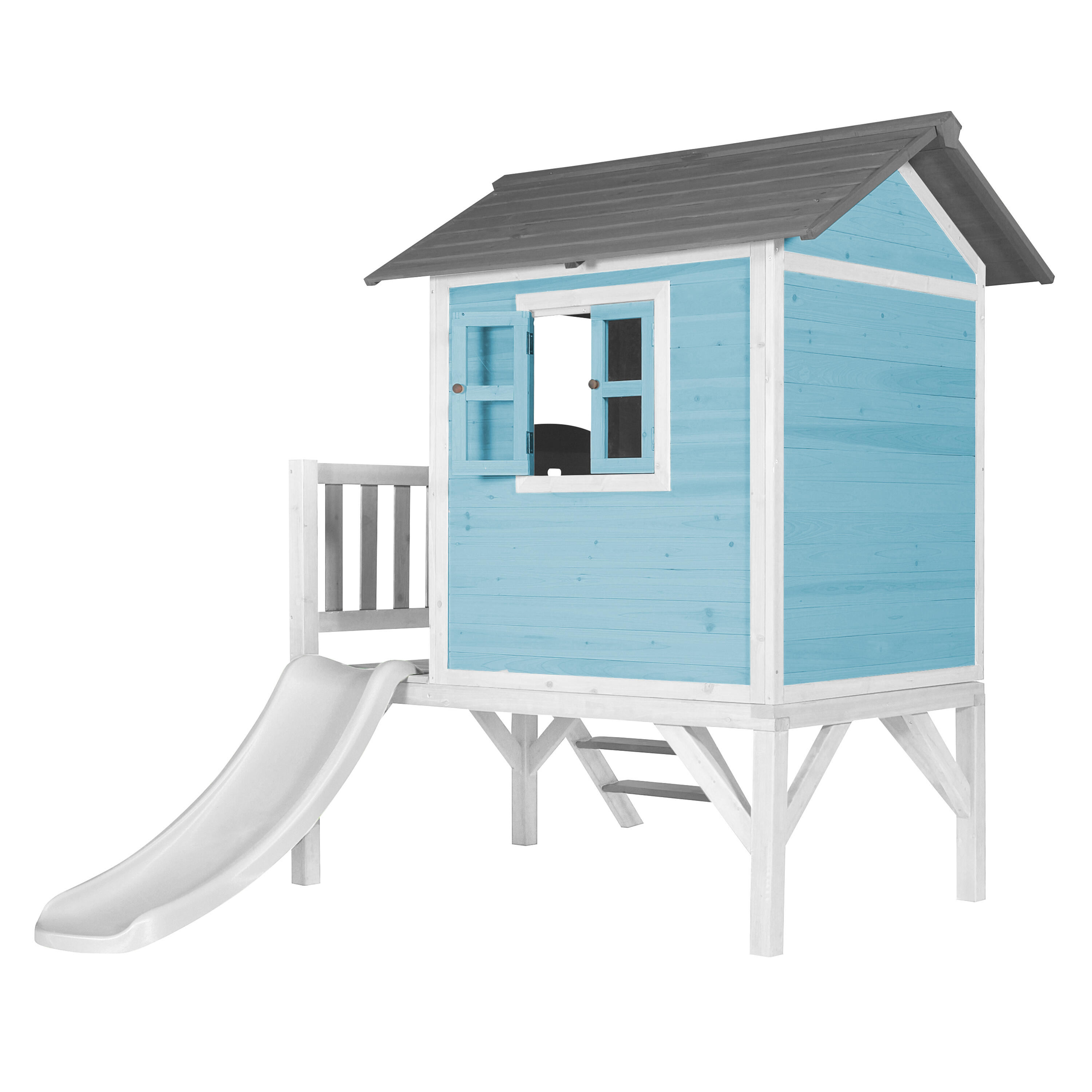 Casetta da giardino per bambini Lodge XL blu - Scivolo bianco 4/7