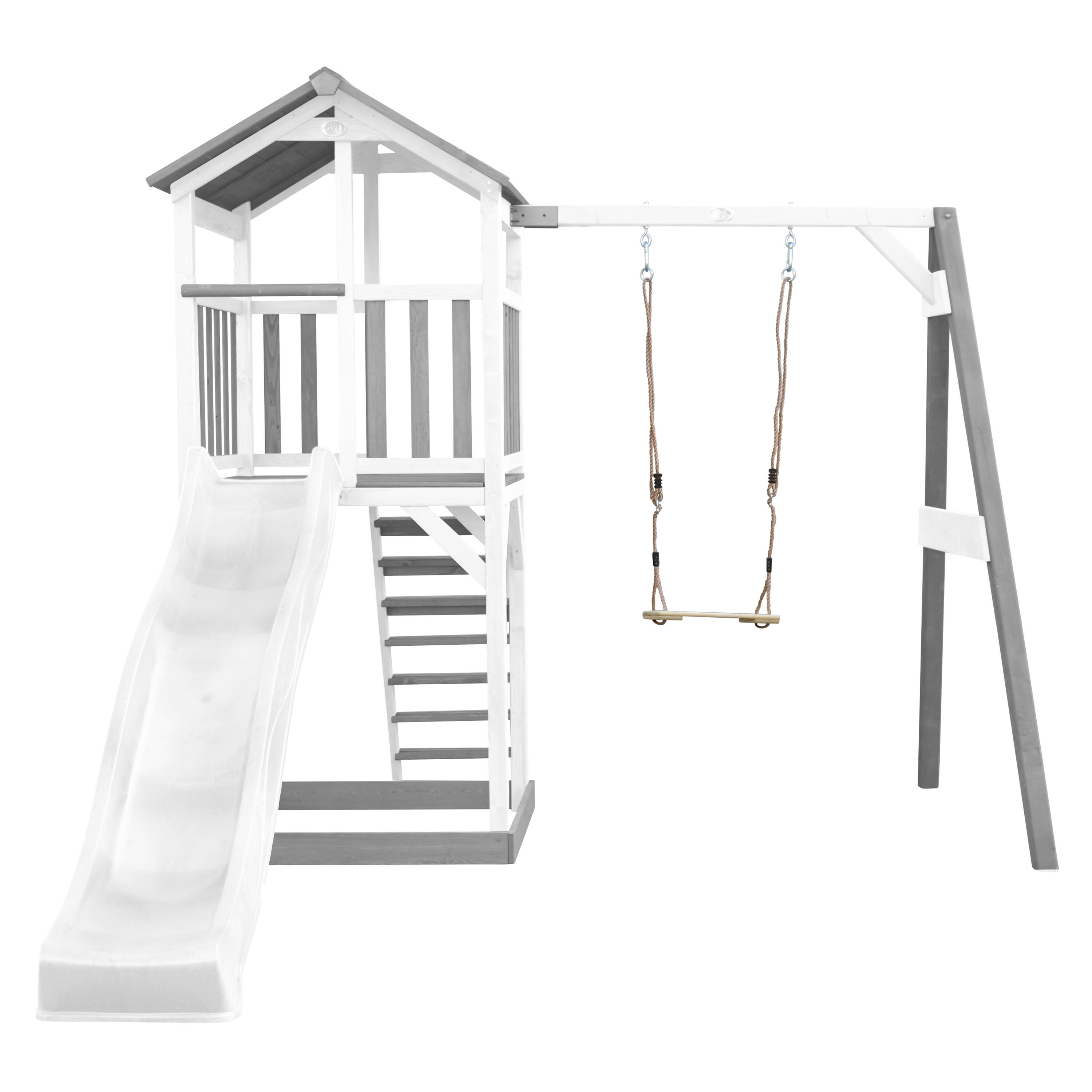 Aire de jeux Beach Tower Grise/Blanche avec 1 Balançoire - Toboggan Blanc 3/7