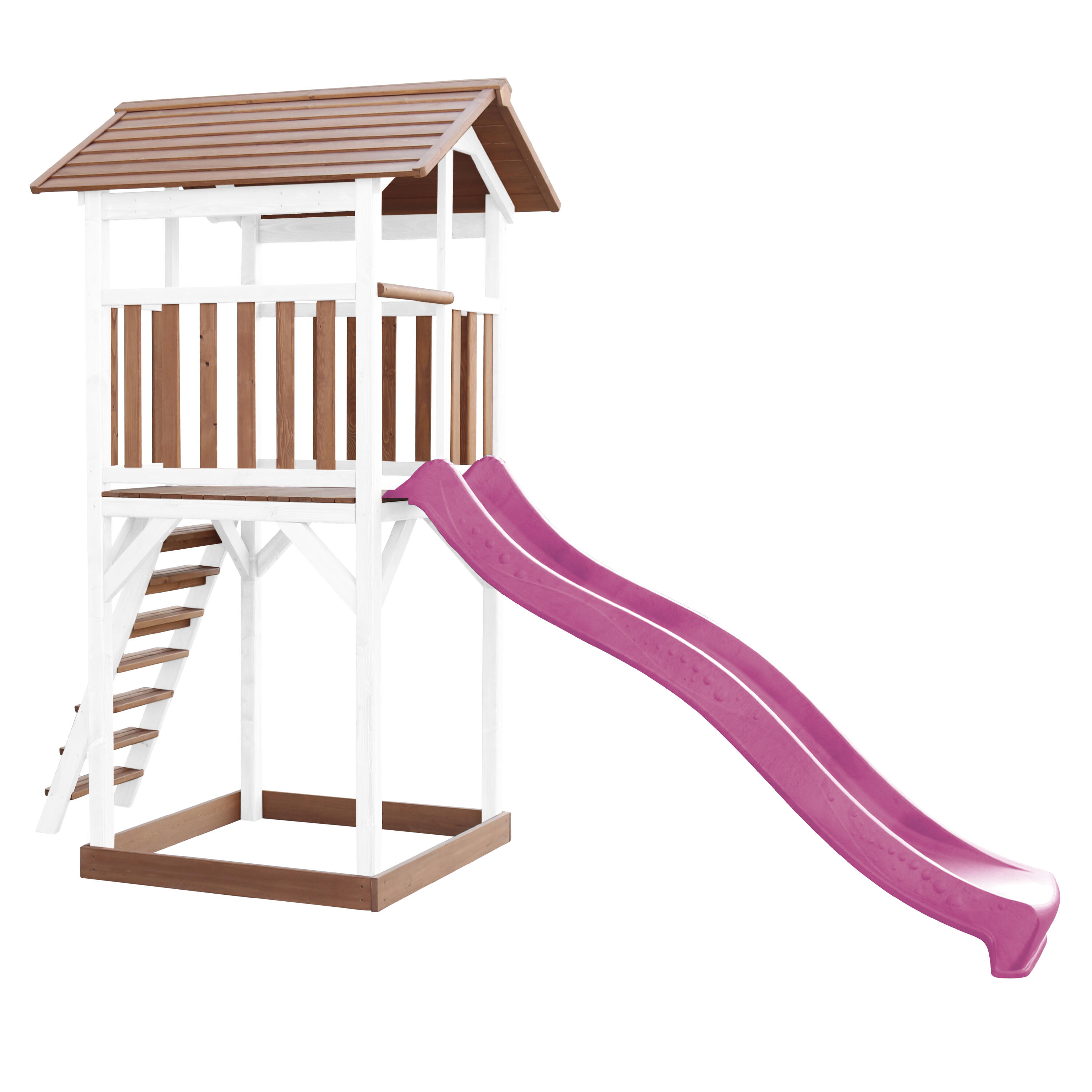 Aire de jeux Beach Tower Marron/Blanche - Toboggan Violet 6/7