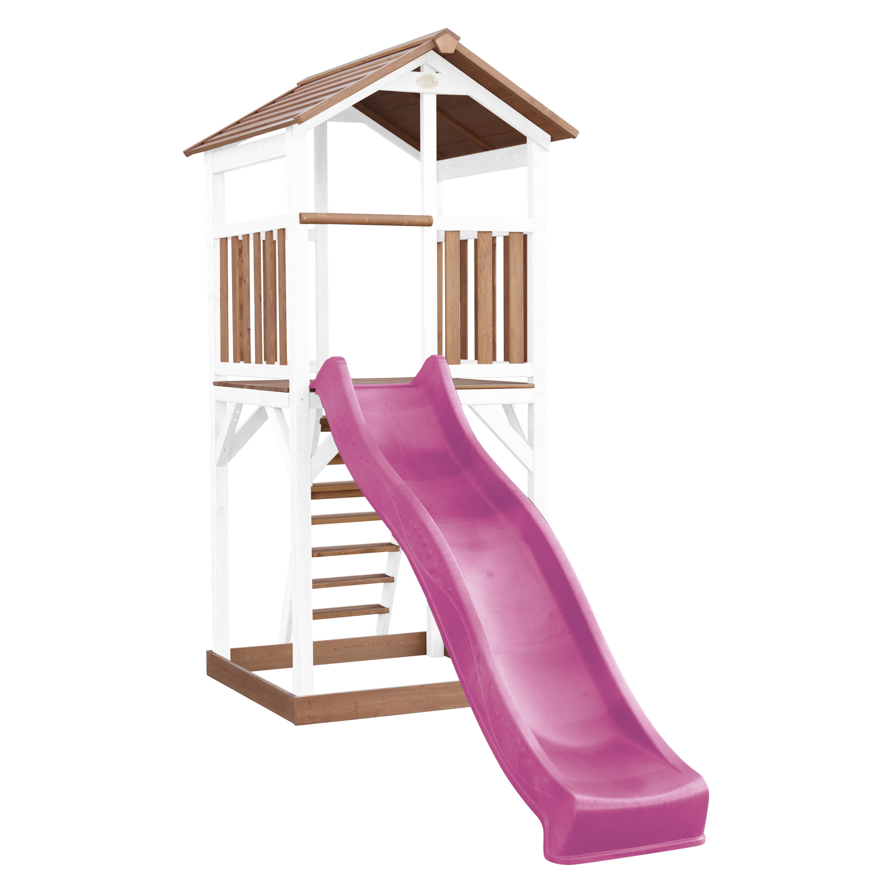 Aire de jeux Beach Tower Marron/Blanche - Toboggan Violet 5/7