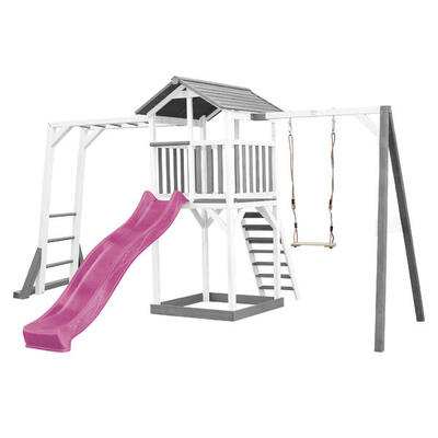 Struttura arrampicata Beach Tower grigia altalena scaletta scivolo blu