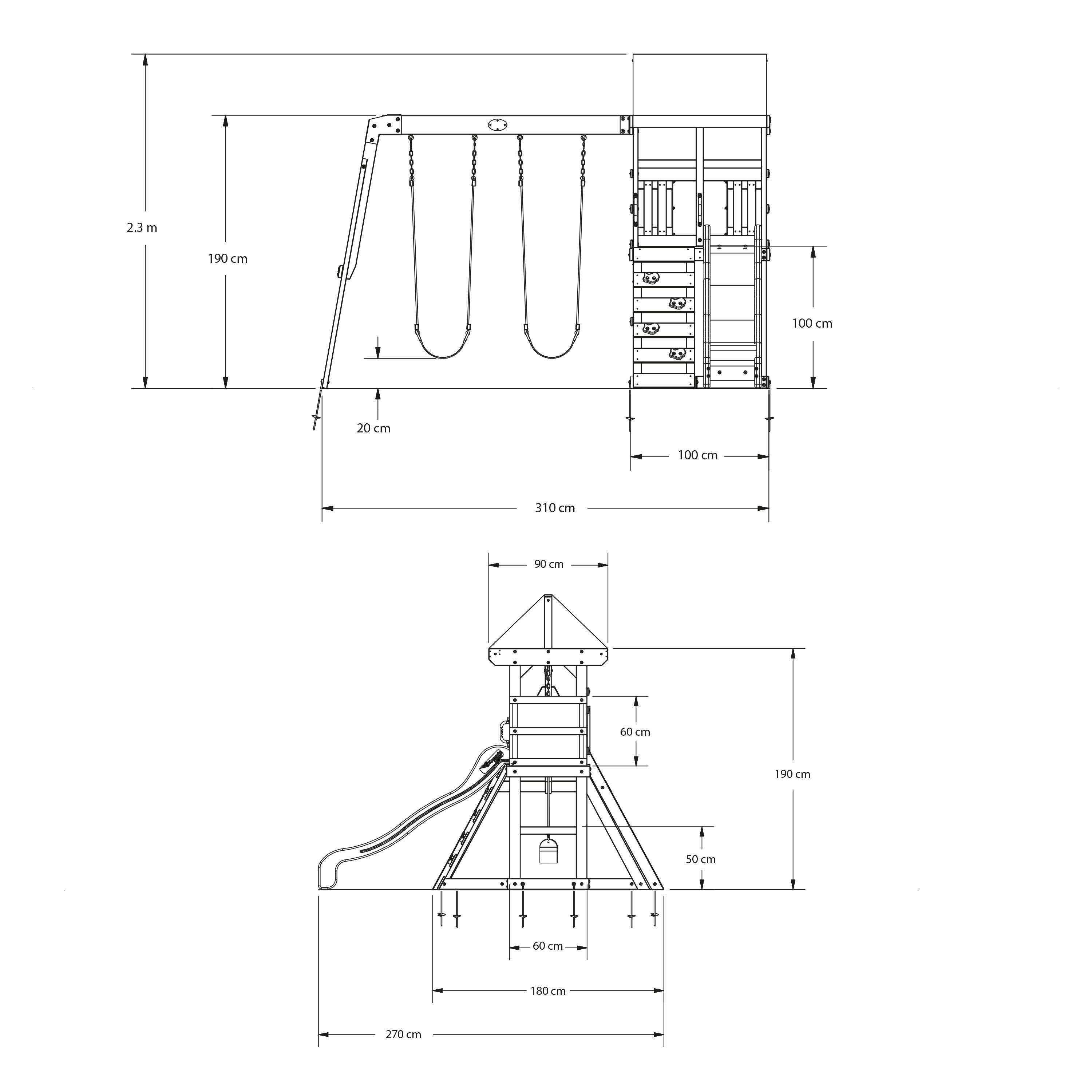 Parque Infantil de madera con columpios y tobogán, Buckley Hill 4/7