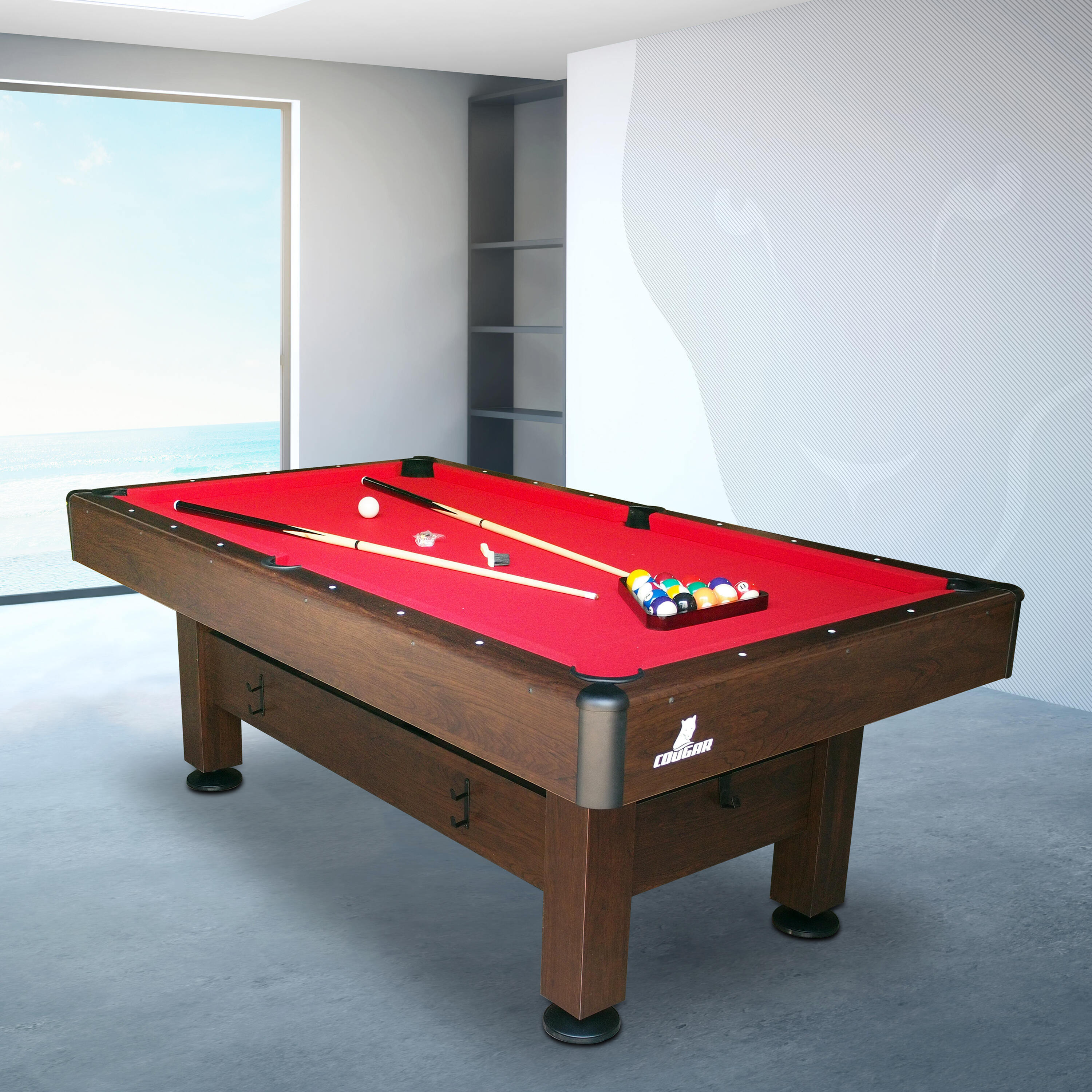 Cougar Saphir 6ft Pooltafel bruin/rood | Inclusief accessoires 7/7