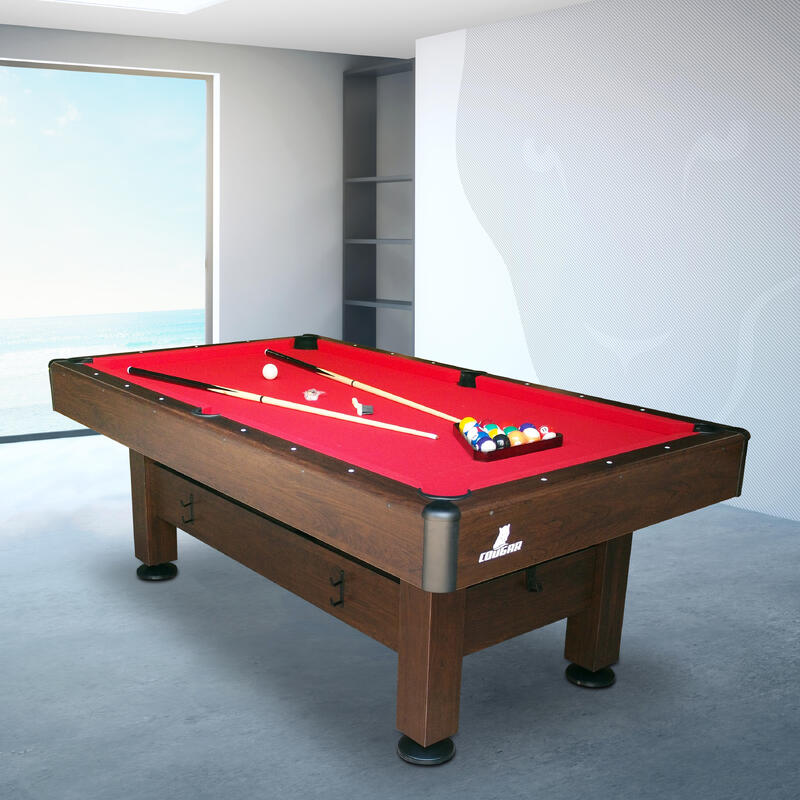 Cougar Saphir 6ft Pooltafel bruin/rood | Inclusief accessoires