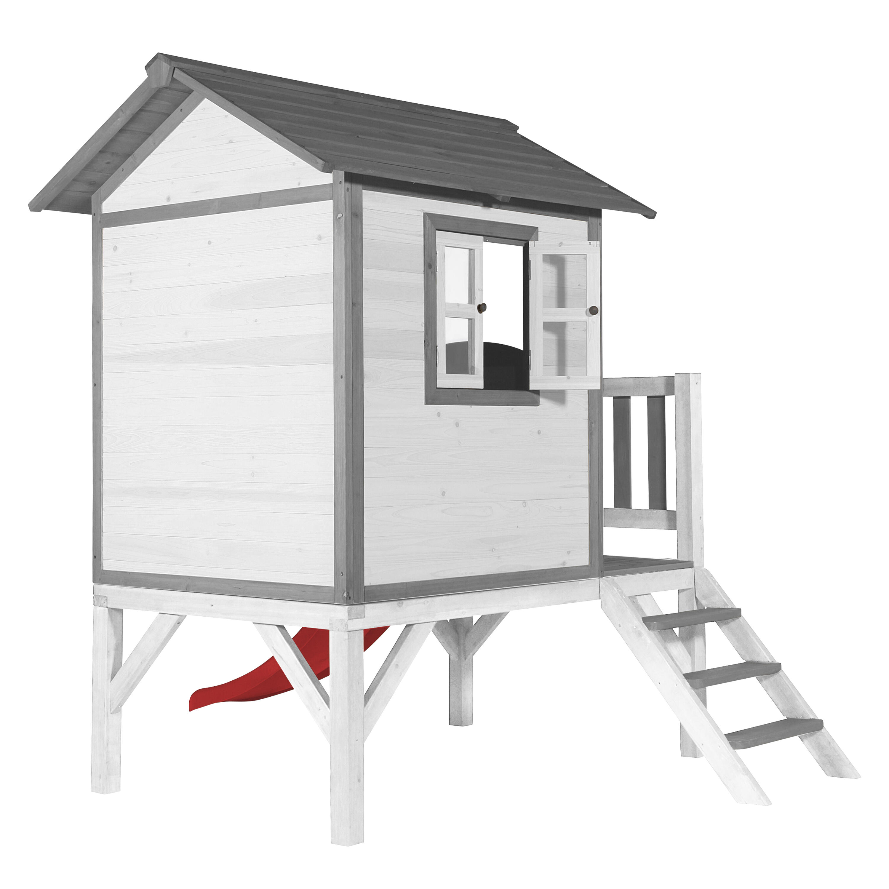 AXI Beach Lodge XL Casetta per bambini bianca, scivolo rosse 4/7