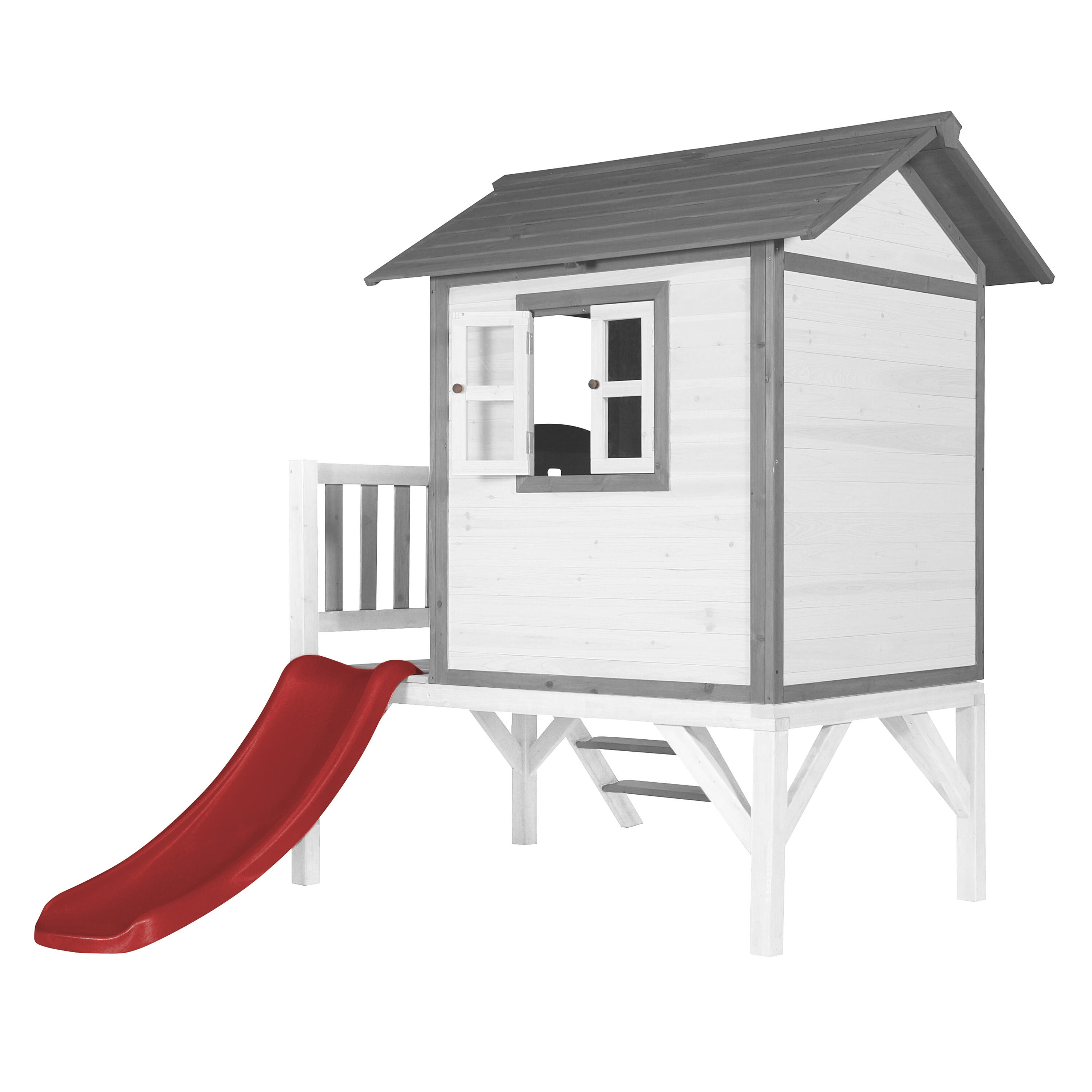 Beach Lodge XL Spielhaus mit Rutsche in Rot aus FSC Holz, weiß AXI