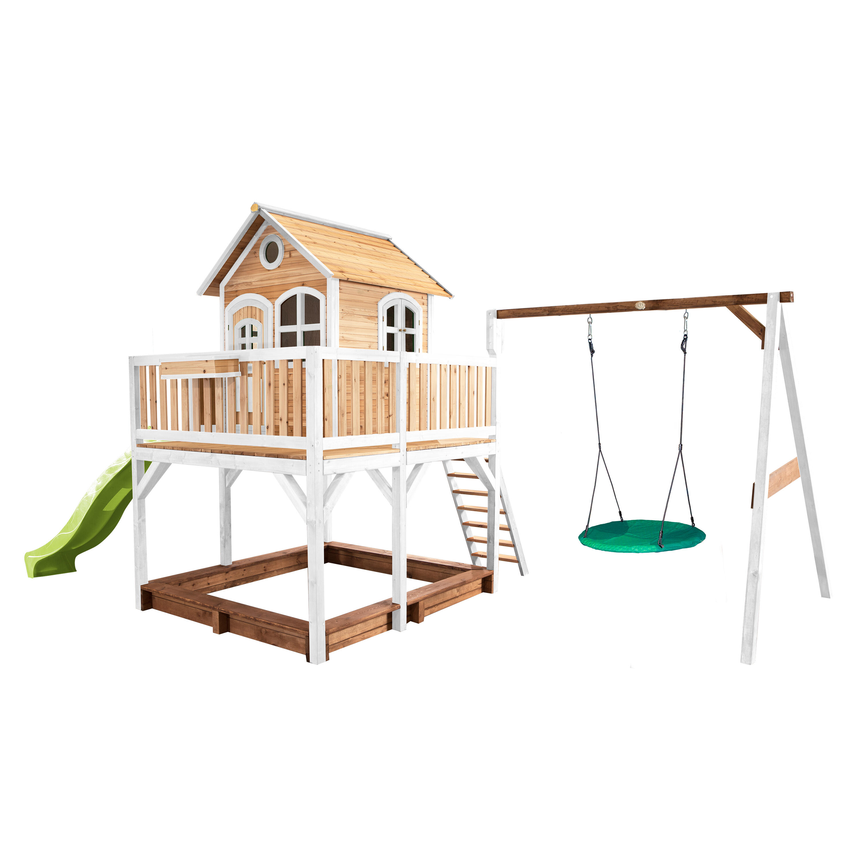 Axi - Maisonnette En Bois Liam,bac À Sable, Balançoire Nid D’oiseau, Toboggan Jaune - Aire De Jeu - Jaune - Taille Unique - Decathlon