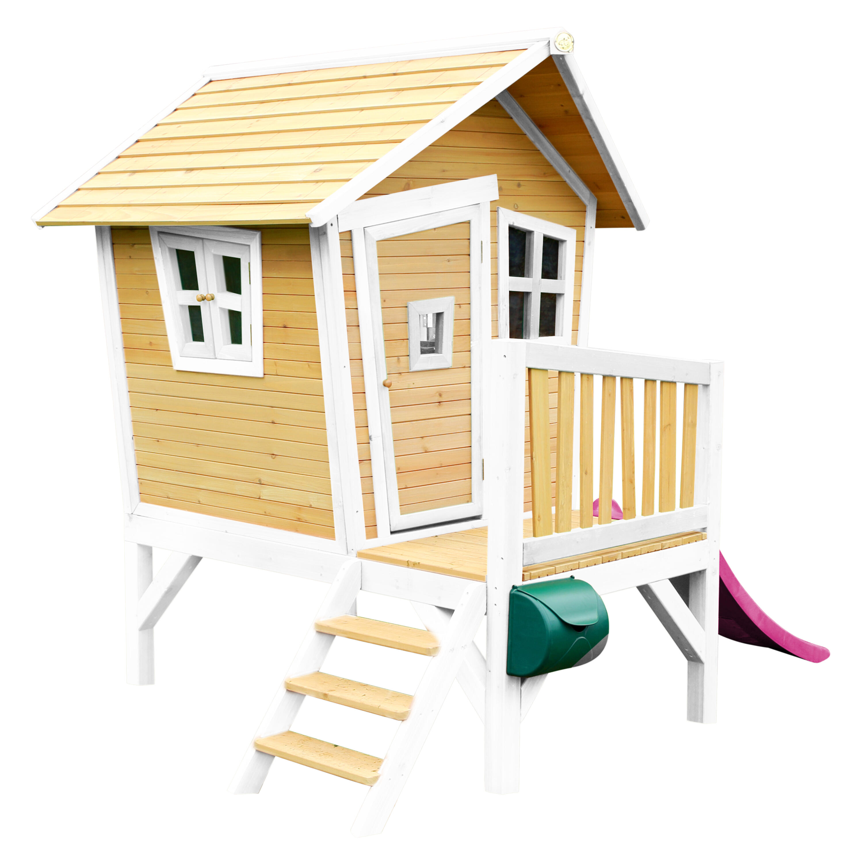 Maisonnette en bois Robin Marron/Blanche - Toboggan Violet 5/7