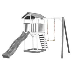 Aire de jeux Beach Tower Grise/Blanche avec 1 Balançoire - Toboggan Gris