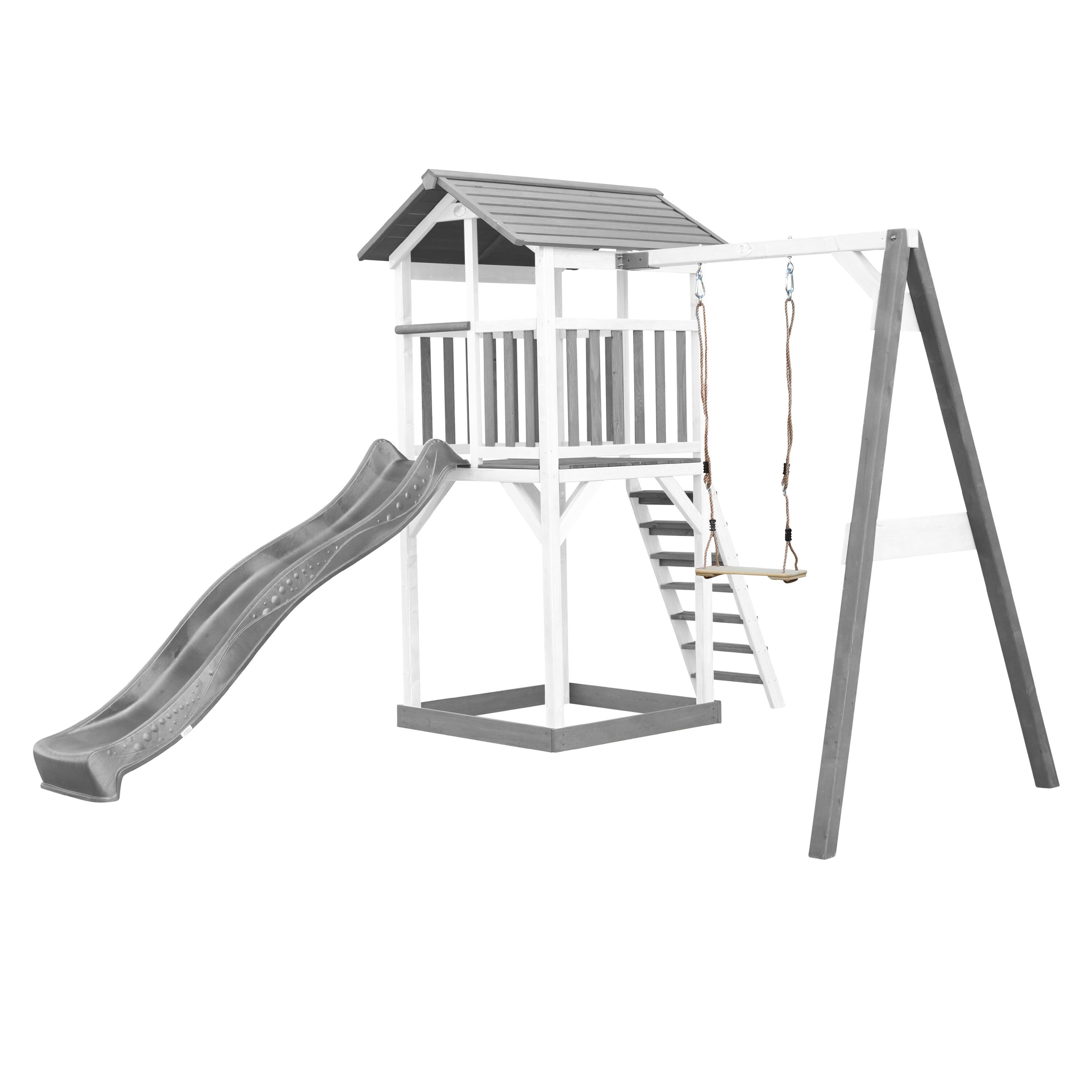 Beach Tower Speeltoren Grijs, Glijbaan Grijs, Schommel/Zandbak 2/7
