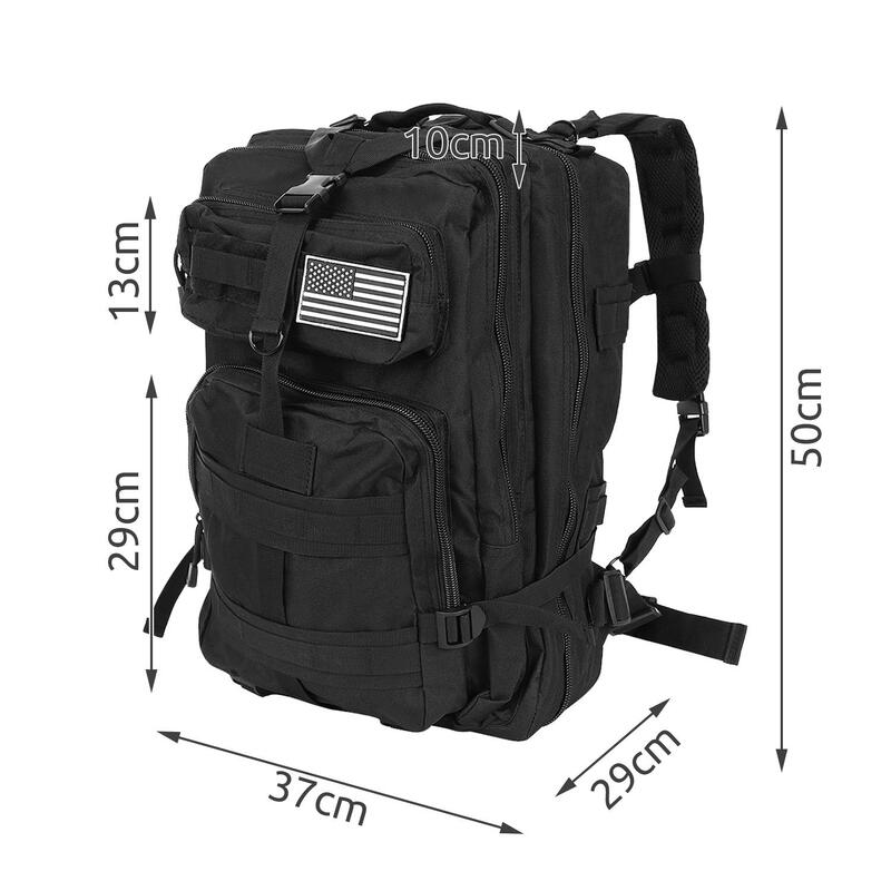 Rucsac tactic, 5 compartimente,  600D, negru, 38 L, 37x29x55 cm, Isotrade