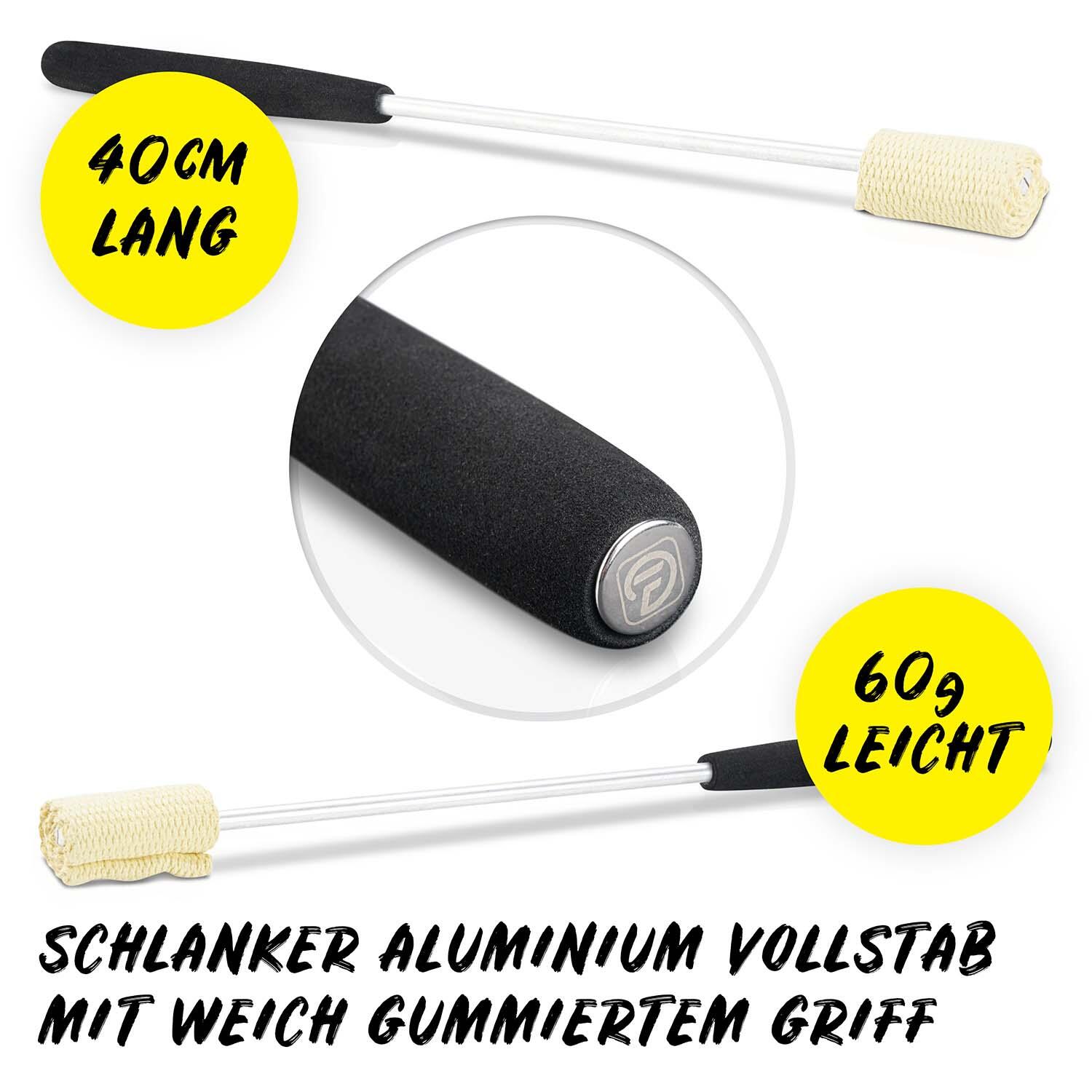 Feuerspuckfackel 40cm (schwarz) - mit 50mm Kevlar Dochtband, lange Brenndauer 2/7