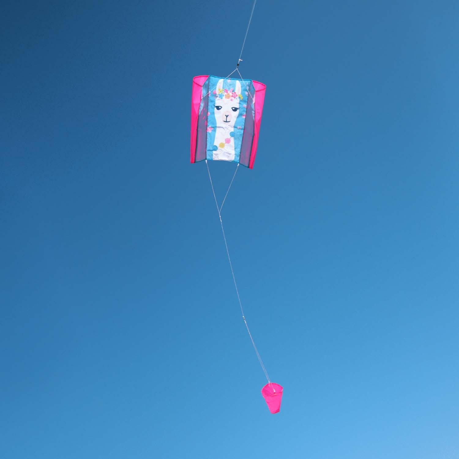 Kinderdrachen Sled Alpaka (pink-türkis), Einleiner - flugfertig inkl. Schnur 3/6