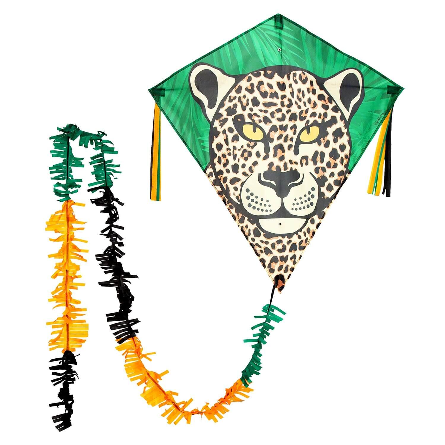 WOLKENSTÜRMER Kinderdrachen Eddy Leopard (bunt), Einleinerdrachen - flugfertig inkl. Schnur