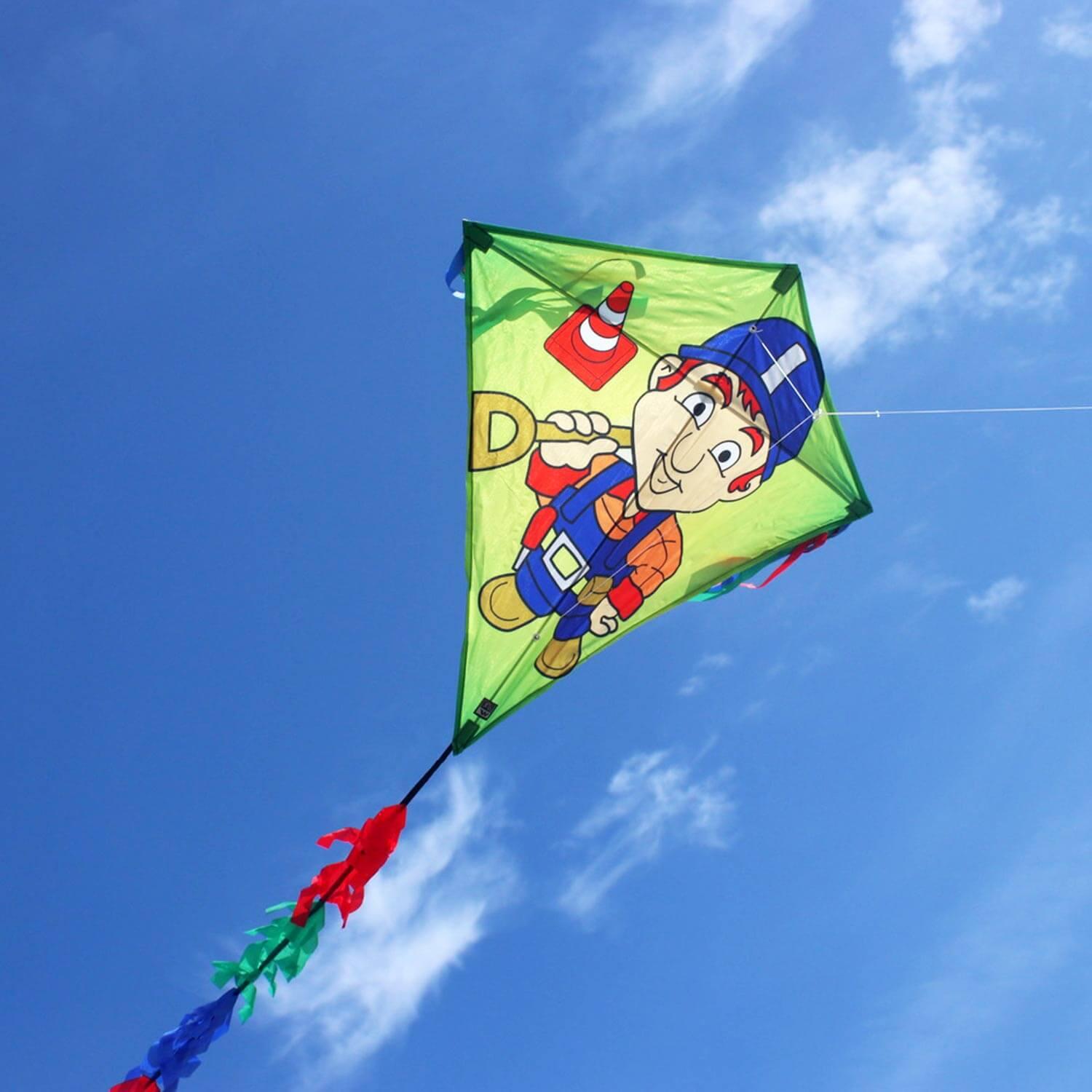 Cometa infantil Wolkensturmer Eddy Bauarbeiter 1158 Amarillo 75 x 75 cm 3/7