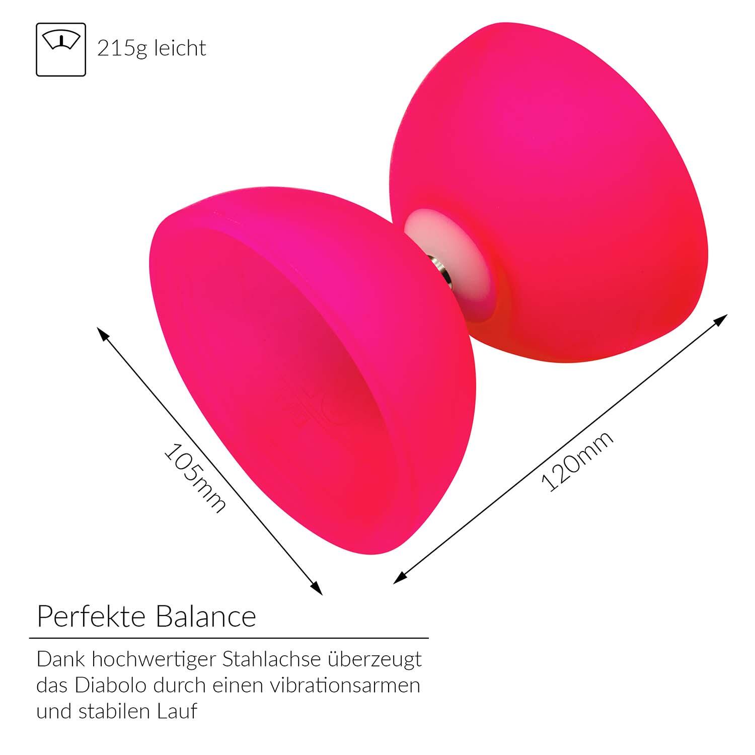 Diabolo Set mit PLAY Diabolo UV Comet (pink) - inkl. Handstäben & Ersatzschnur 2/7