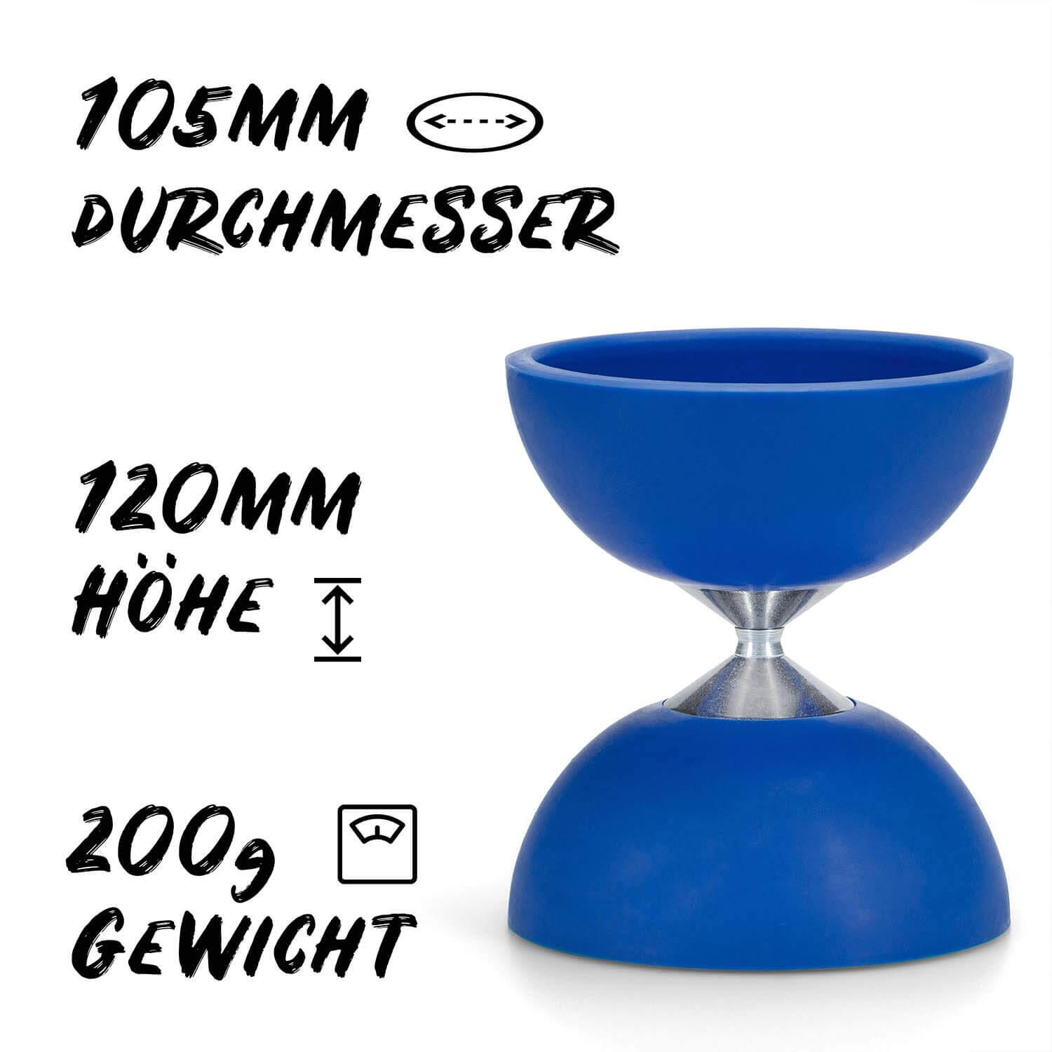 Jonglierset mit Diabolo Set Basic (blau) & Soft-Poi 60x60cm (blau), UV reaktiv 4/7