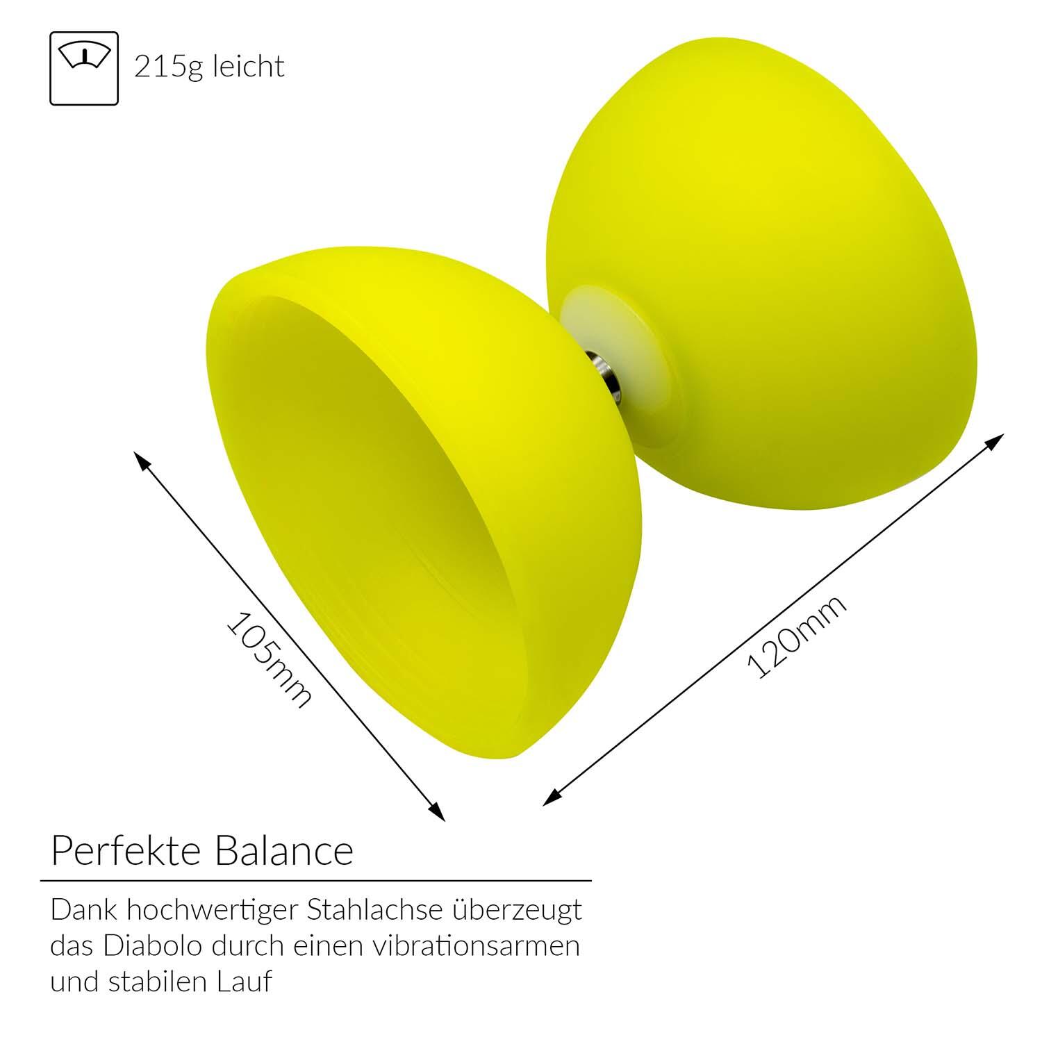 Diabolo Set mit PLAY Diabolo UV Comet (gelb) - inkl. Handstäben & Ersatzschnur 2/7