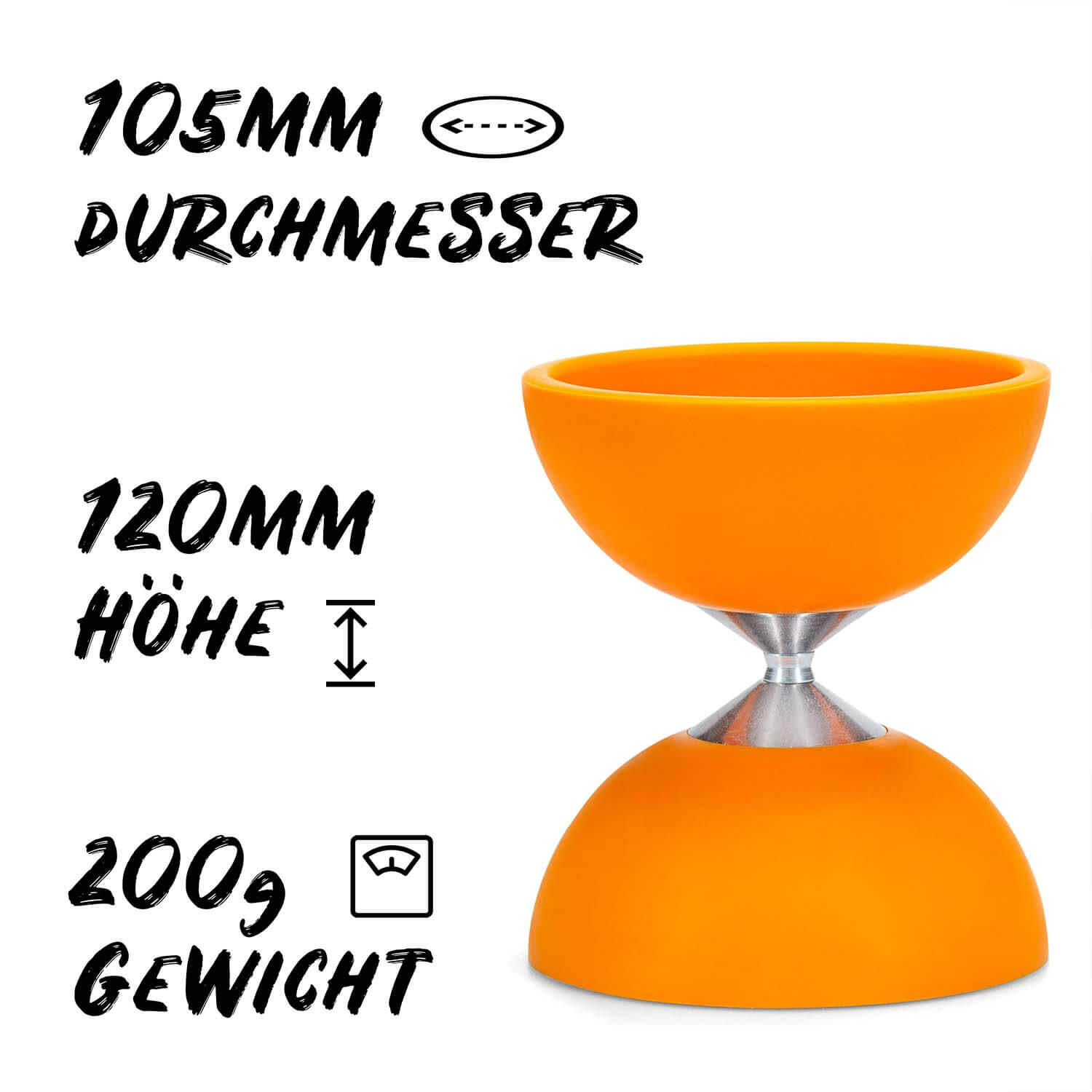 Diabolo Set Basic (orange) mit starrer Achse, Handstäbe, Ersatzschnur, Anleitung 2/7