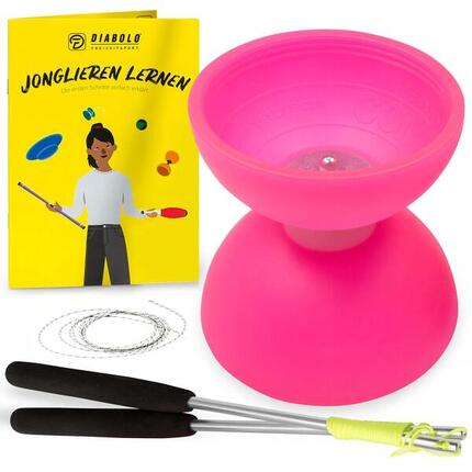 Diabolo Set mit PLAY Diabolo UV Comet (pink) - inkl. Handstäben & Ersatzschnur