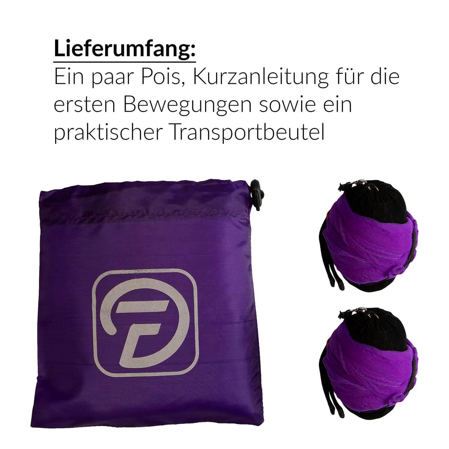 Soft-Poi 40x40cm (uv lila) - Spiral Poi für Kinder mit kleinerem Schaltuch 4/6