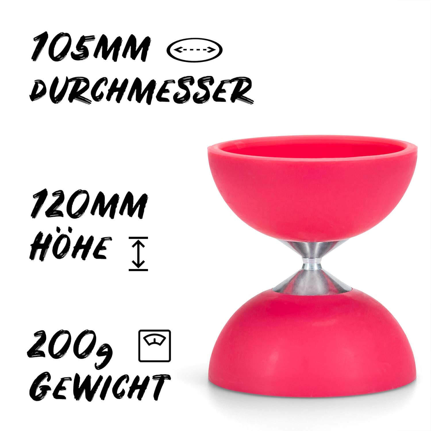 Jonglierset mit Diabolo Set Basic (pink) & Jonglierbälle 3er Set, Ø 62mm 3/7