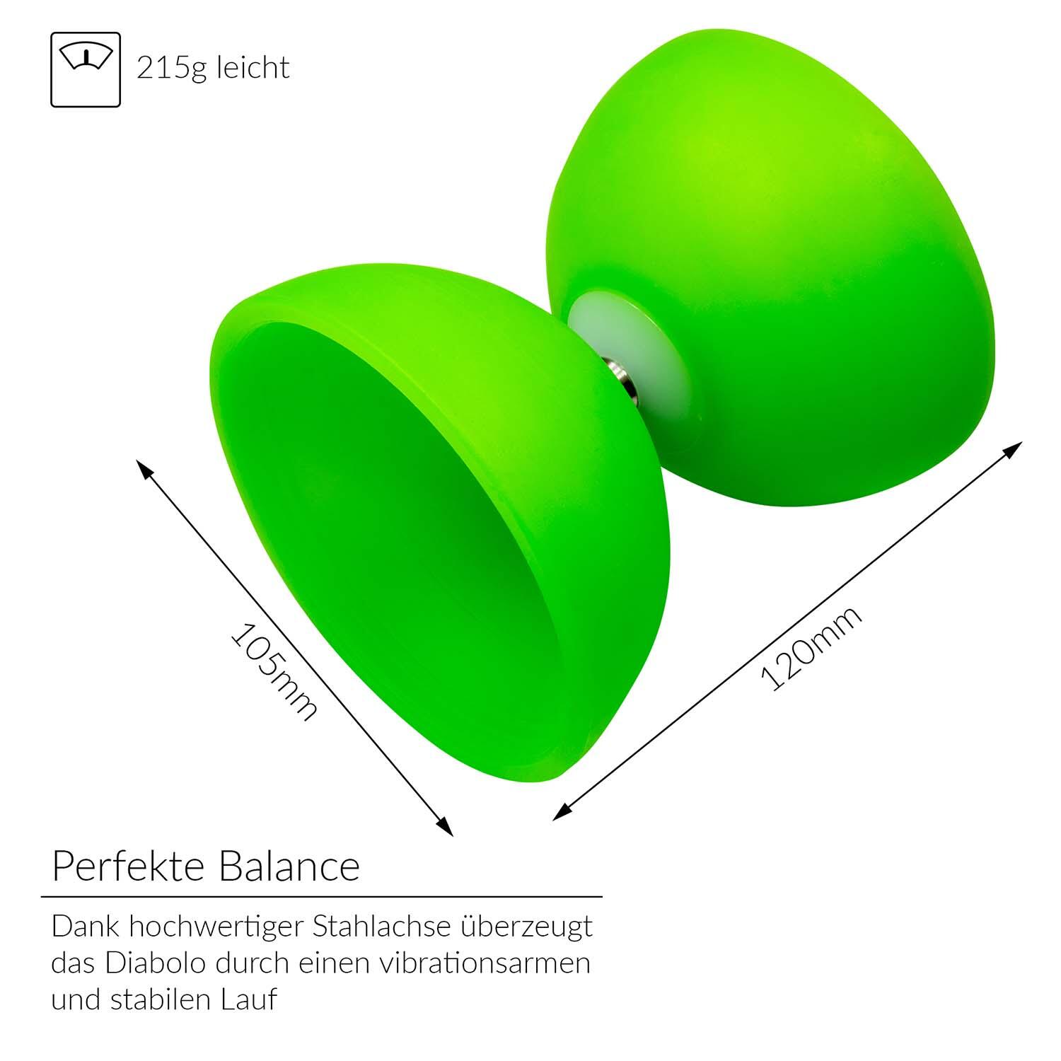 Diabolo Set mit PLAY Diabolo UV Comet (grün) - inkl. Handstäben & Ersatzschnur 2/7