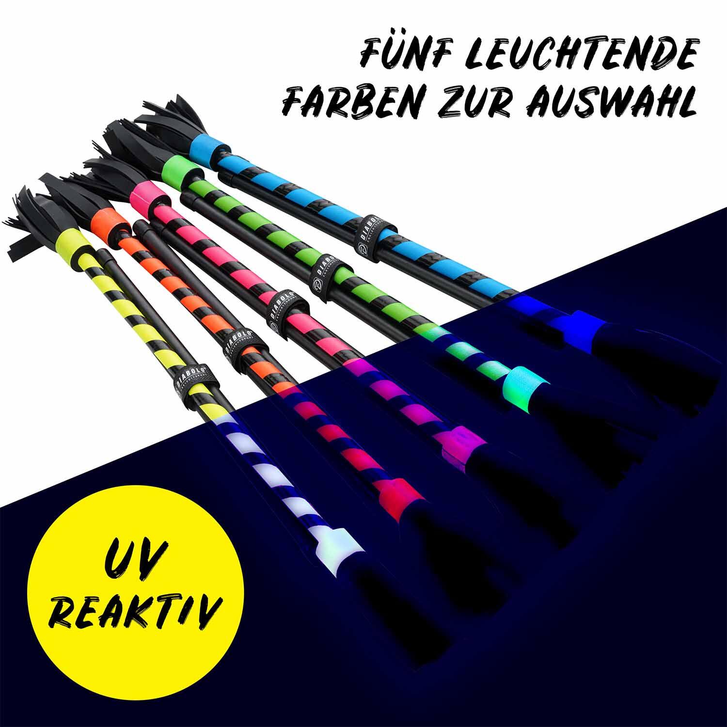 Flowerstick Basic (uv orange) mit Kunststoffkern & Fiberglas-Handstäben 4/7