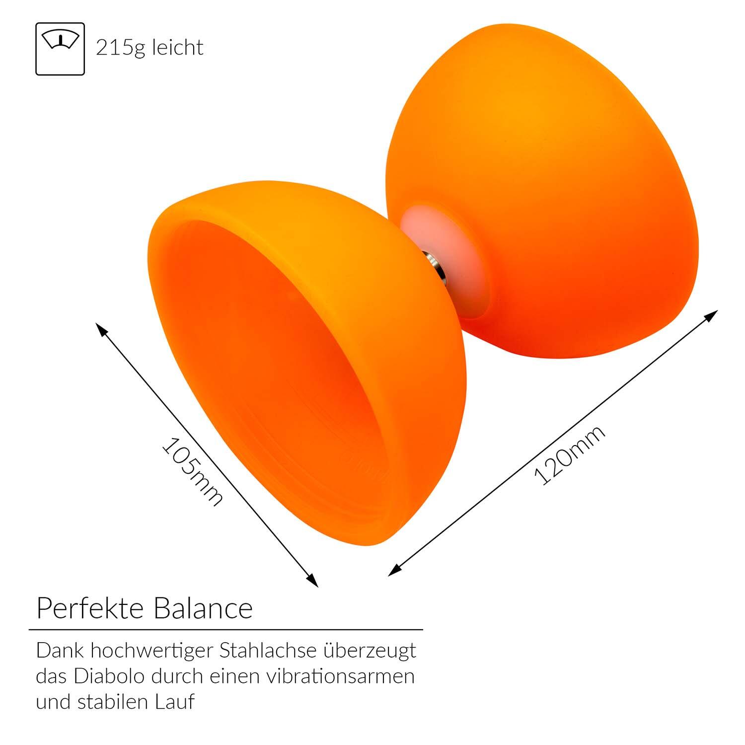 Diabolo Set mit PLAY Diabolo UV Comet (orange) - inkl. Handstäben & Ersatzschnur 2/7
