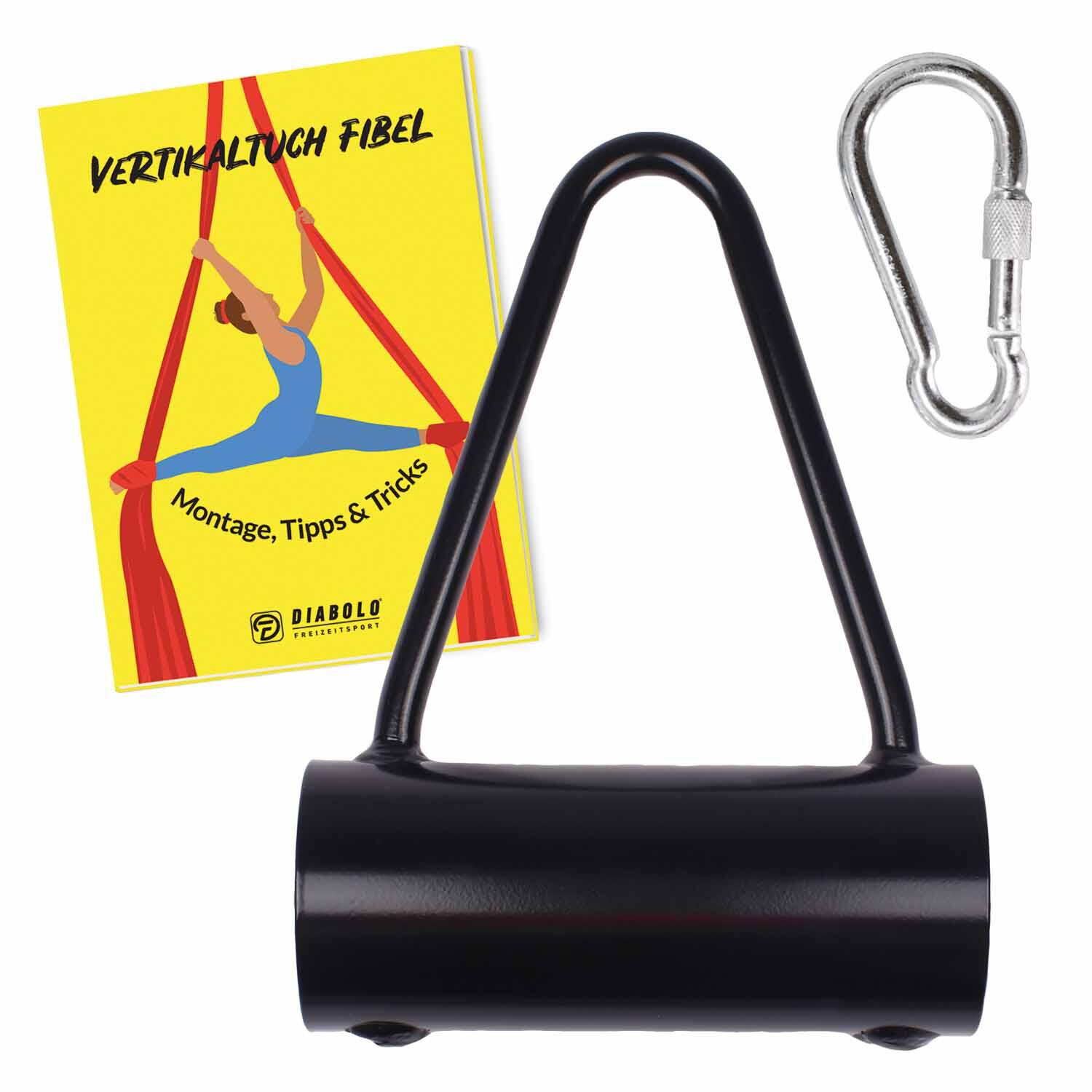 Vertikaltuch 6m (rot) mit Triangel-Aufhängung (schwarz) und Transportbeutel 4/7