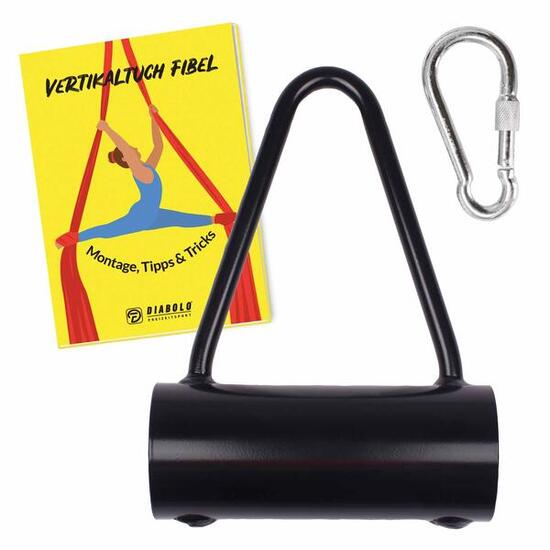 Vertikaltuch Triangel-Aufhängung (schwarz) mit Karabiner zur Montage