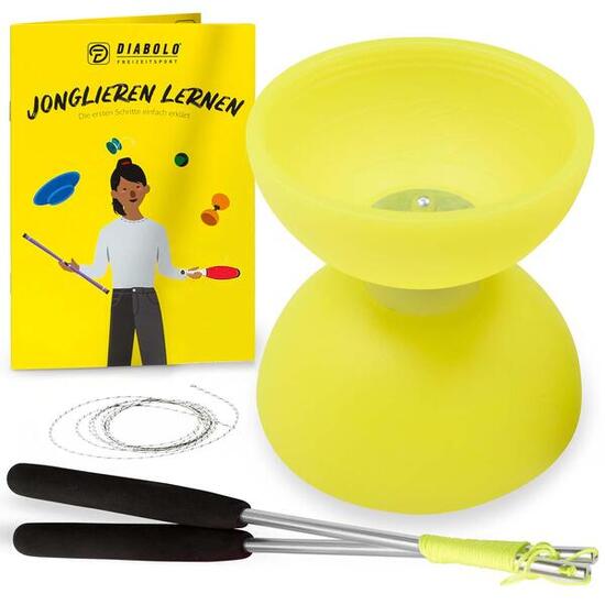 Diabolo Set mit PLAY Diabolo UV Comet (gelb) - inkl. Handstäben & Ersatzschnur