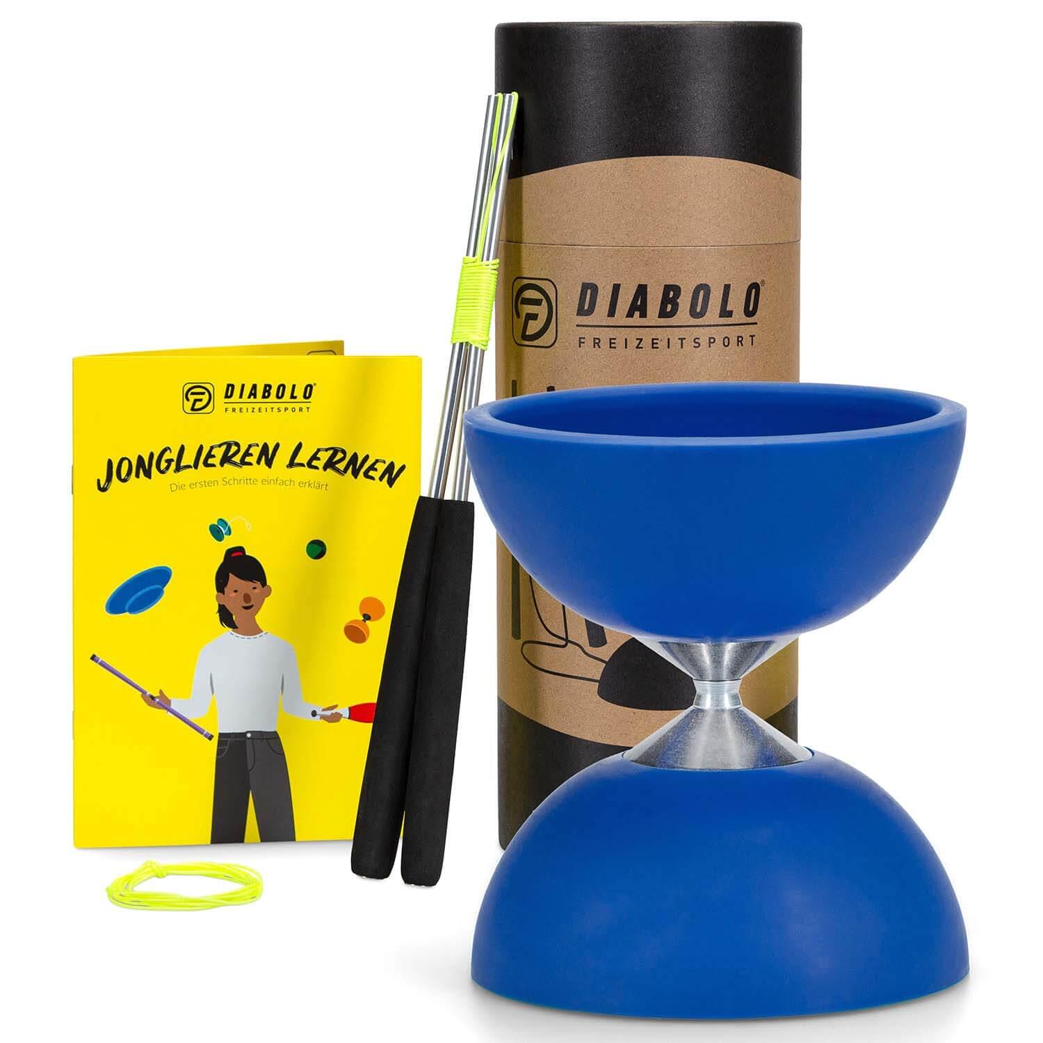 Jonglierset mit Diabolo Set Basic (blau) & Soft-Poi 60x60cm (blau), UV reaktiv 2/7
